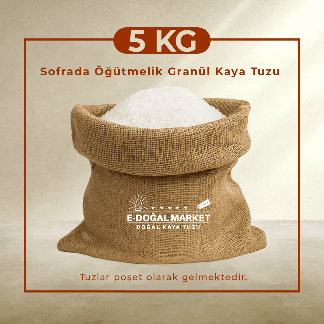 (İRİ) Kristal Kaya Tuzu Sofrada Öğütmelik Granül  - 5 KG