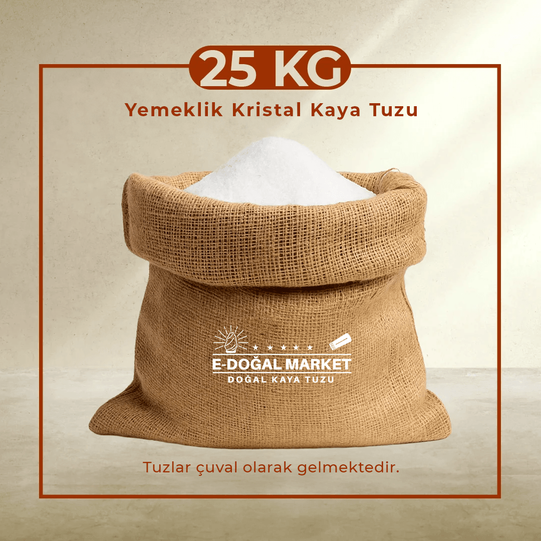 25 KG Yemeklik Kristal Kaya Tuzu  (Öğütülmüş)
