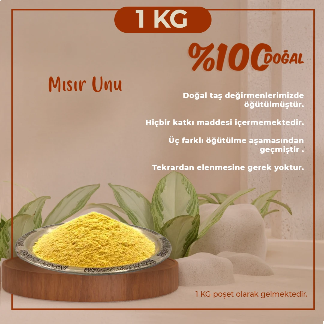 Mısır Unu DOĞAL TAŞ DEĞİRMENDE ÖĞÜTÜLMÜŞ 1 KG