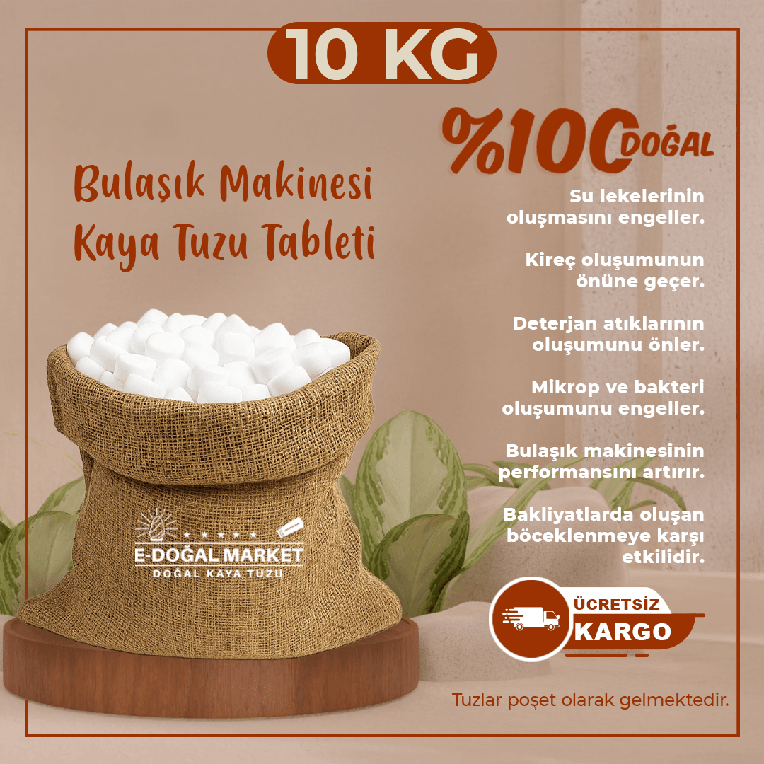 Bulaşık Makinesi Tableti KAYA Tuzu %100 Doğal %100 YERLİ ÜRETİM - 10 KG