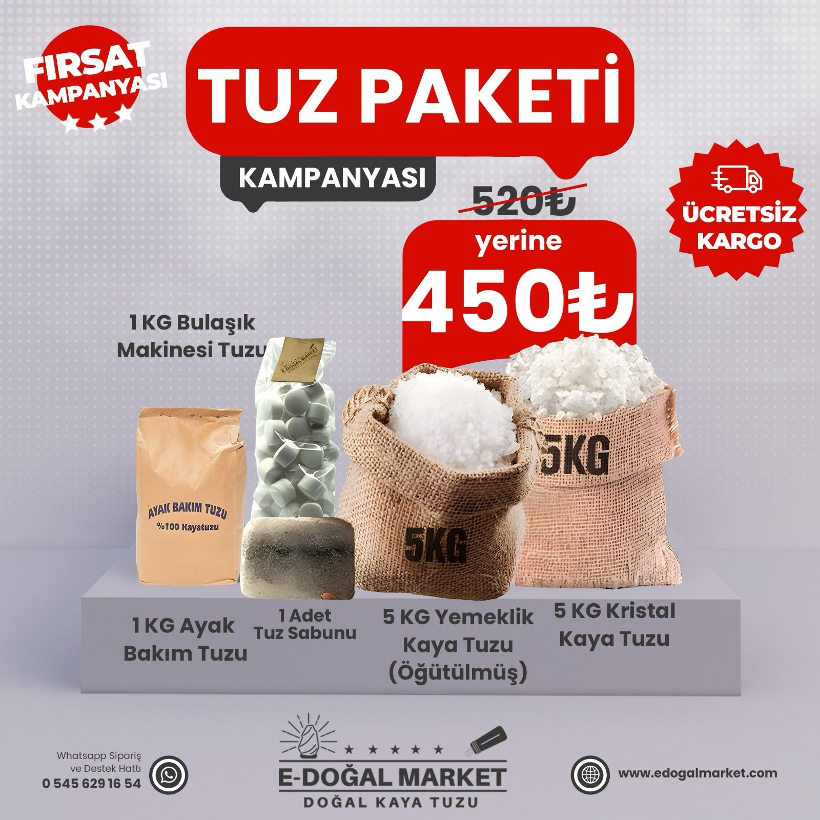 TUZ PAKETİ KAMPANYASI  Şifa Kaynağı %100 Doğal Çankırı Kaya Tuzu Ürünleri