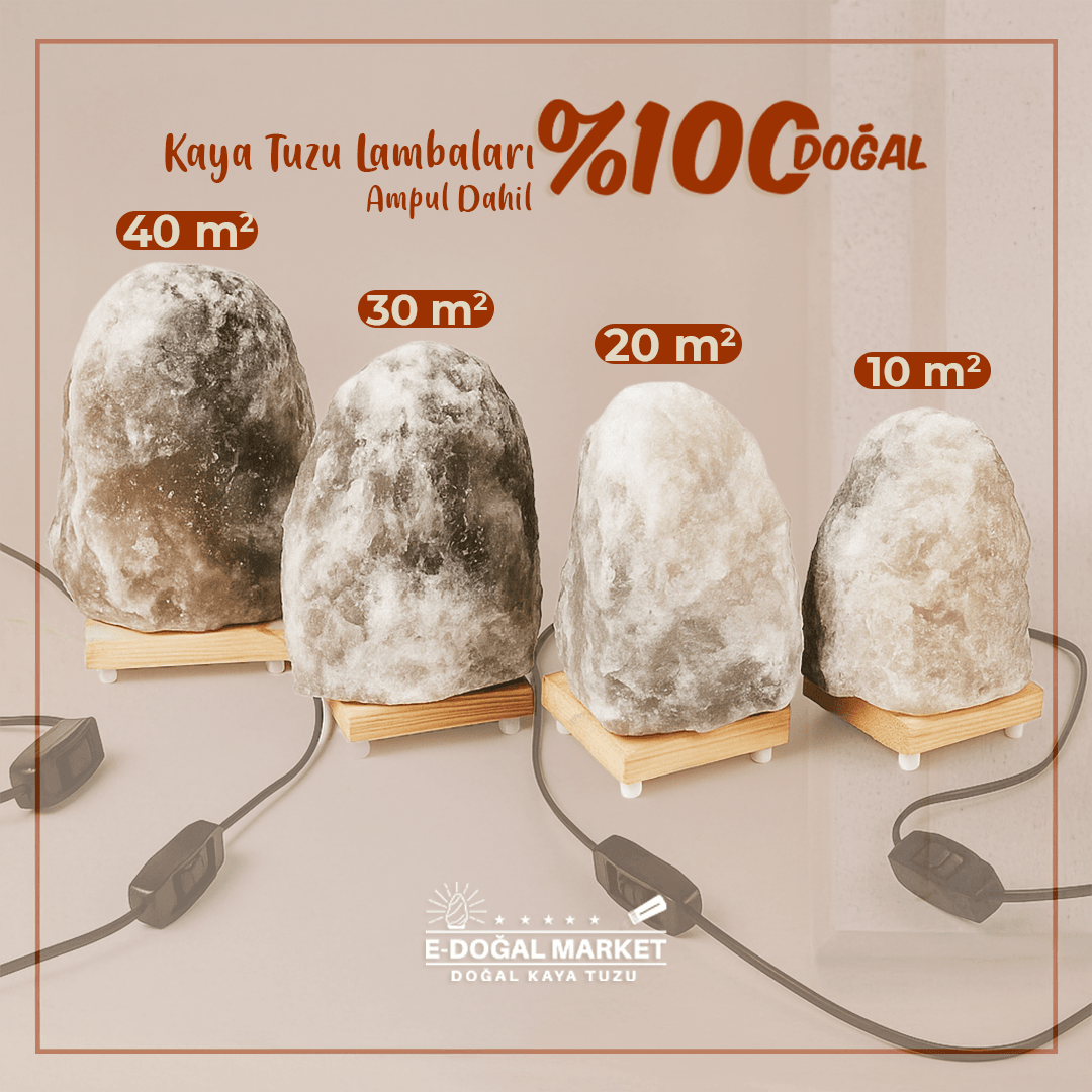 40M2 Kadar Etkili Kaya Tuzu Lambası  %100 Doğal  Ampul Kablo Dahil