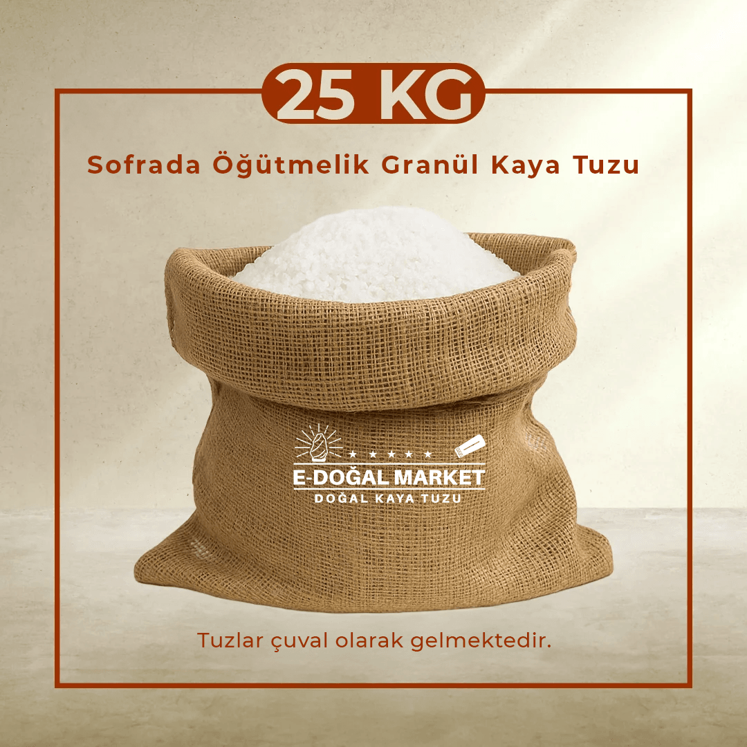 (İRİ) Kristal Kaya Tuzu Sofrada Öğütmelik Granül  - 25 KG