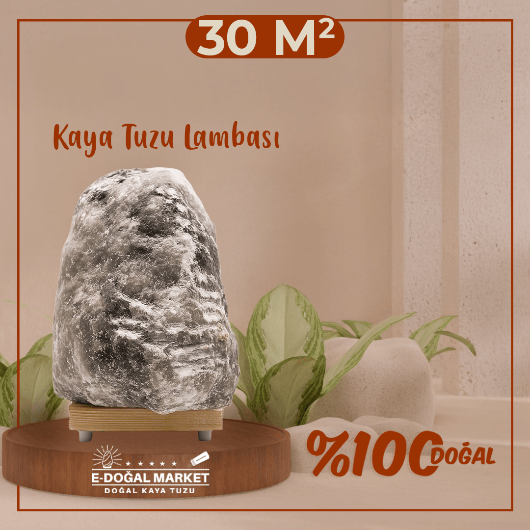 30 M2 Kadar Etkili Kaya Tuzu Lambası  %100 Doğal  Ampul Kablo Dahil