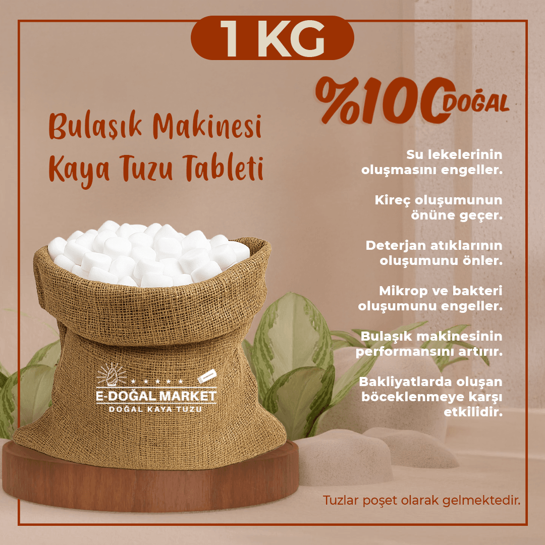 Bulaşık Makinesi Tableti KAYA Tuzu %100 Doğal %100 YERLİ ÜRETİM - 1 KG