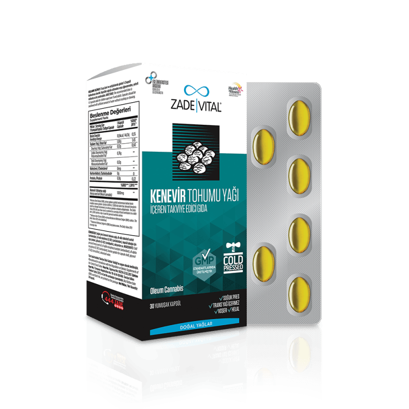 Zade Vital Kenevir Tohumu Yağı 1000 mg 30 Kapsül