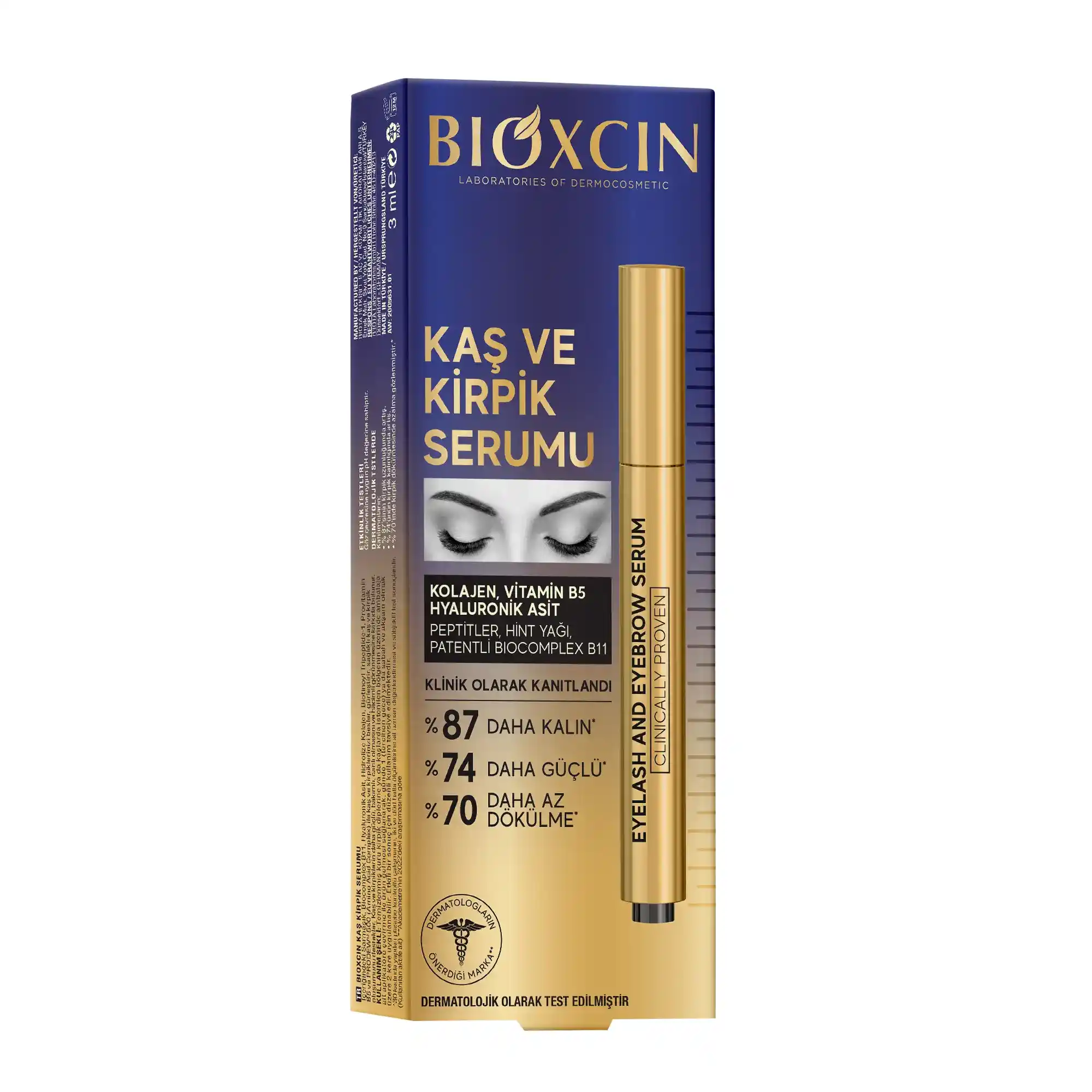 Bioxcin Kolajen ve Hyaluronik Asit İçerikli Kaş ve Kirpik Serumu 3 ml