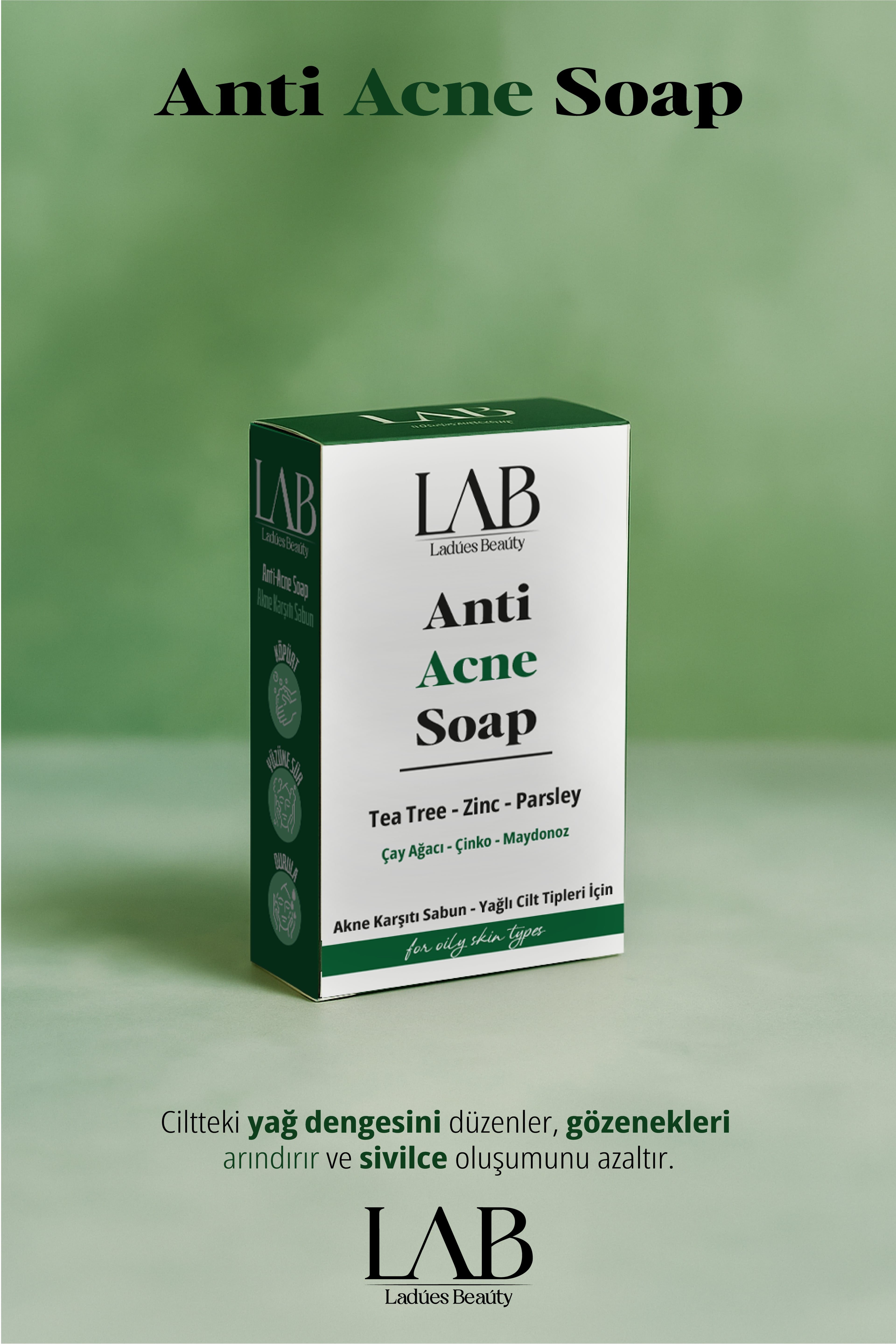 Lab Çay Ağacı Çinko Maydonoz Etkisi İle Akne Karşıtı Sabun 50 gr