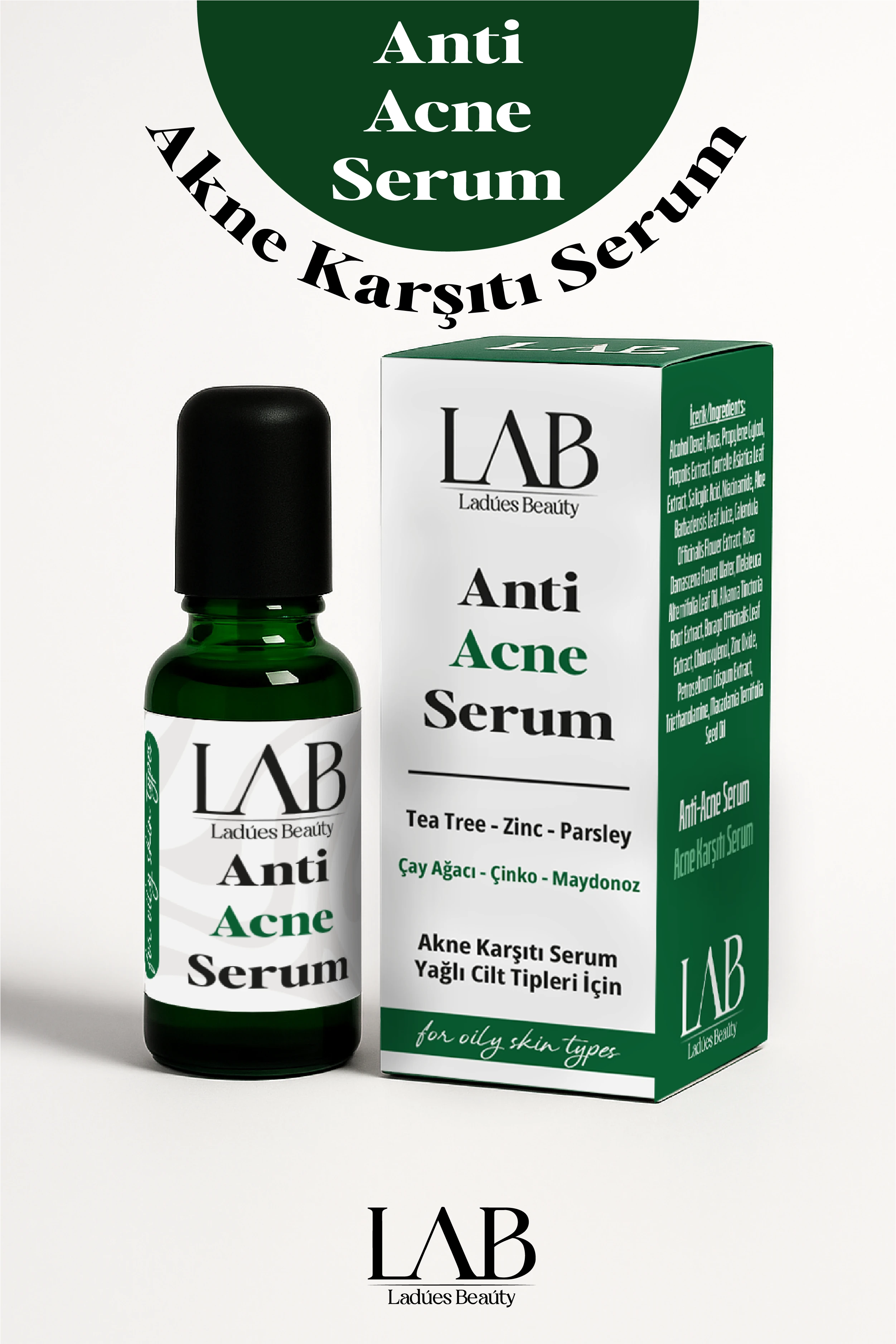 Lab Çay Ağacı Çinko Maydonoz Etkisi İle Akne Karşıtı Serum 10 ml