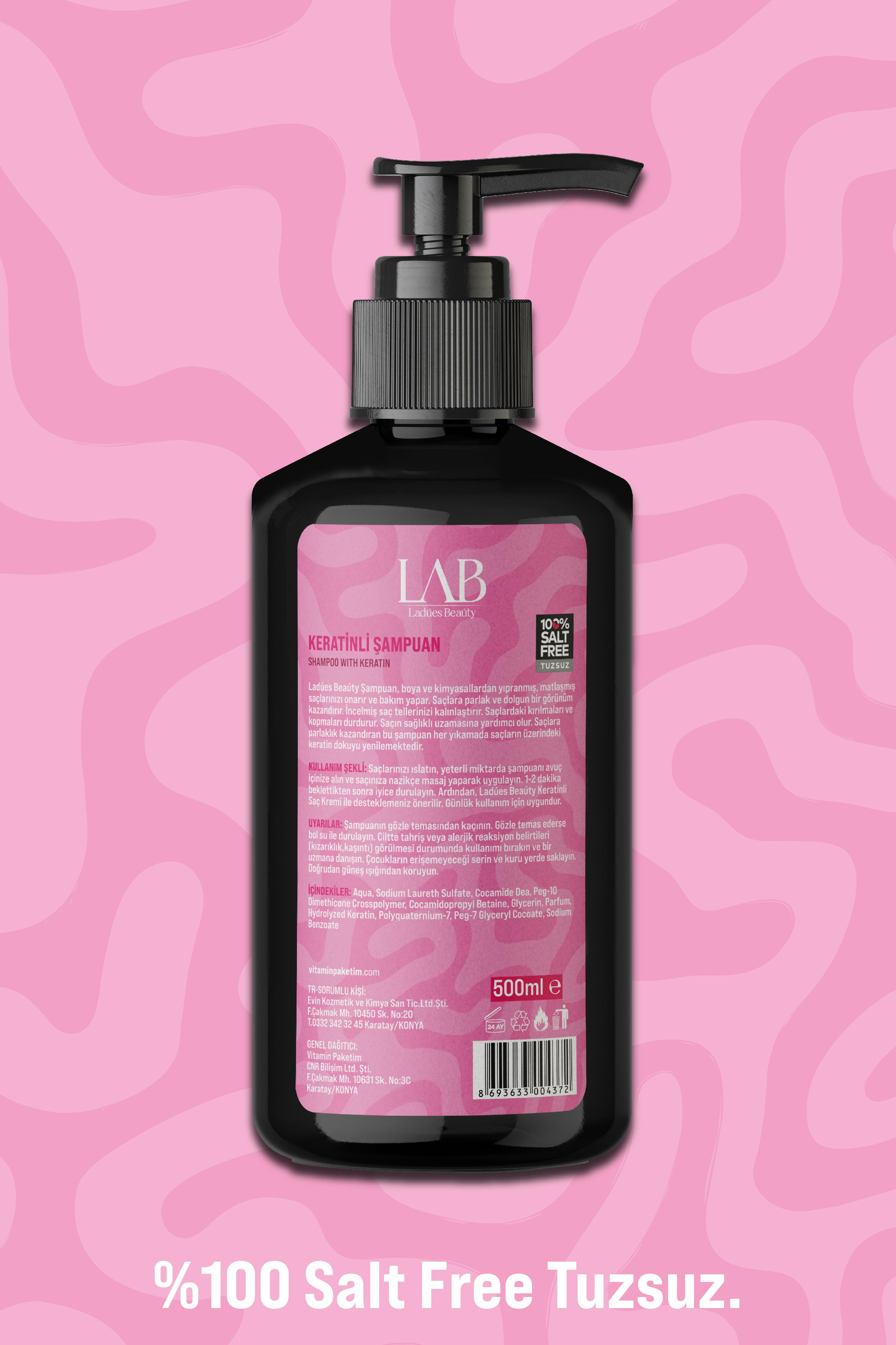 Ladues Beauty Keratinli Şampuan 500 ml - 100% Salt Free Tuzsuz