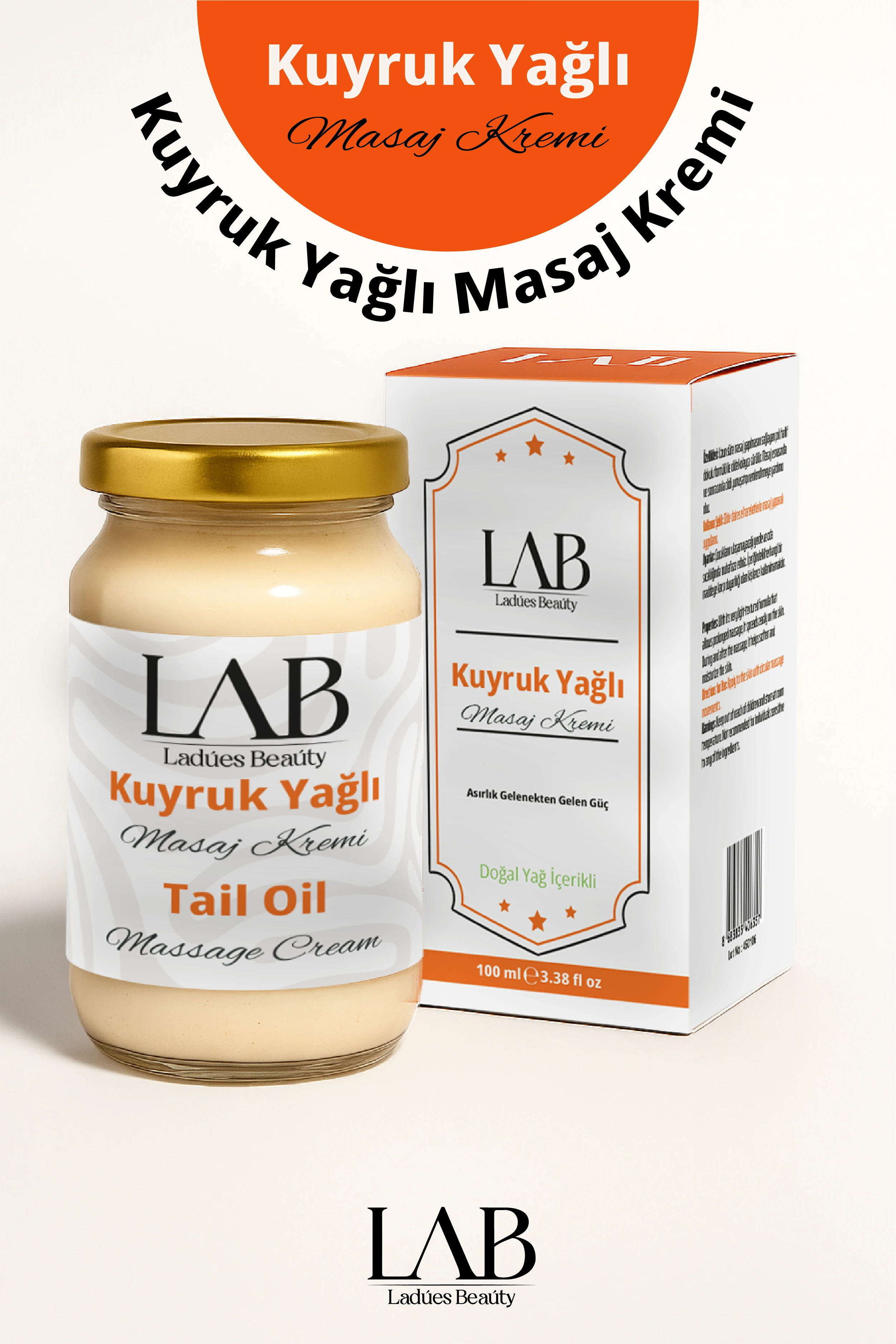 Lab Doğal Kuyruk Yağı İçeren Kas Eklem Ağrı Masaj Kremi 100 ml