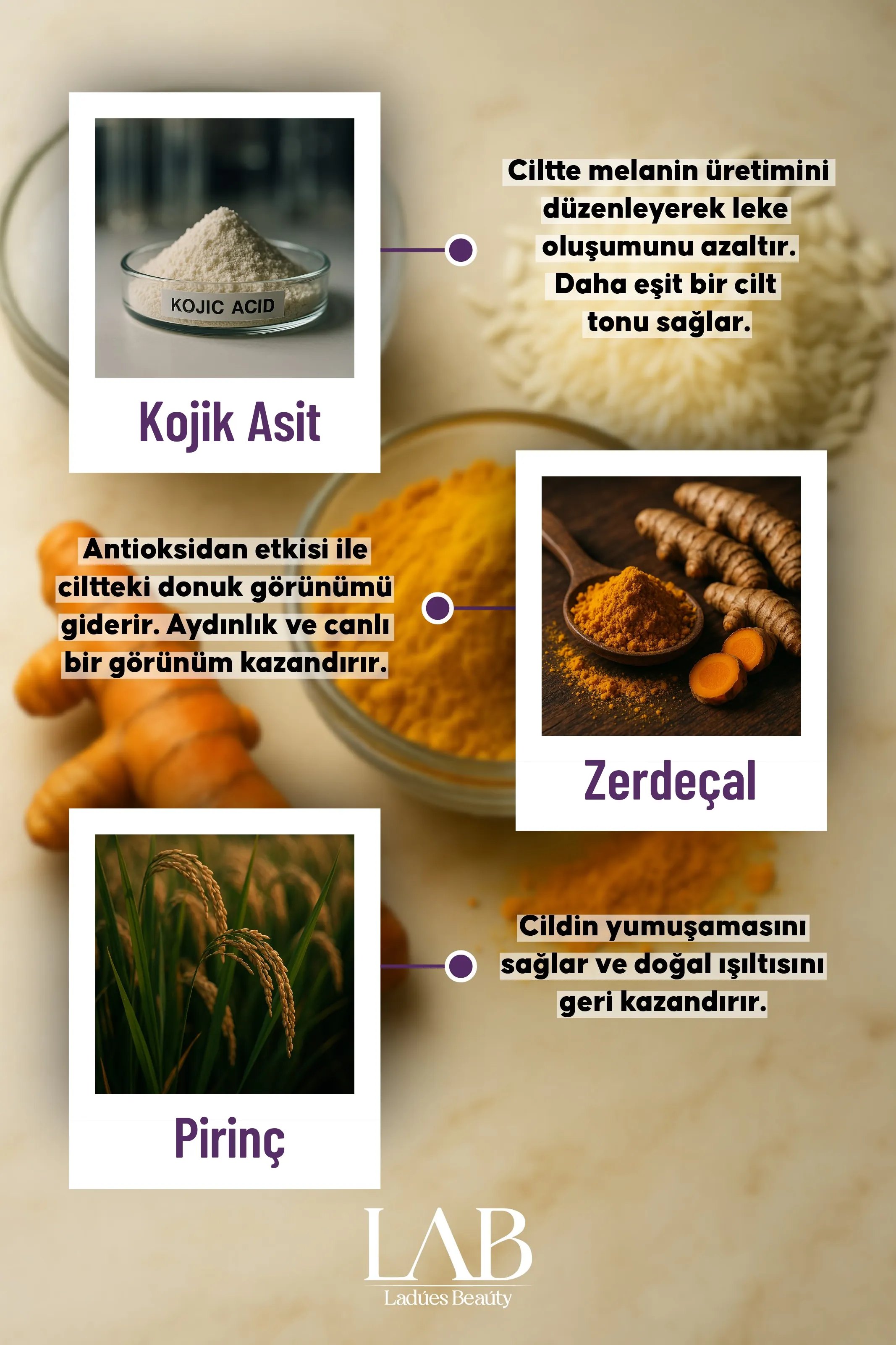 Lab Kojic Acid Zerdeçal Pirinç Etkisi İle Leke Karşıtı Serum 30 ml