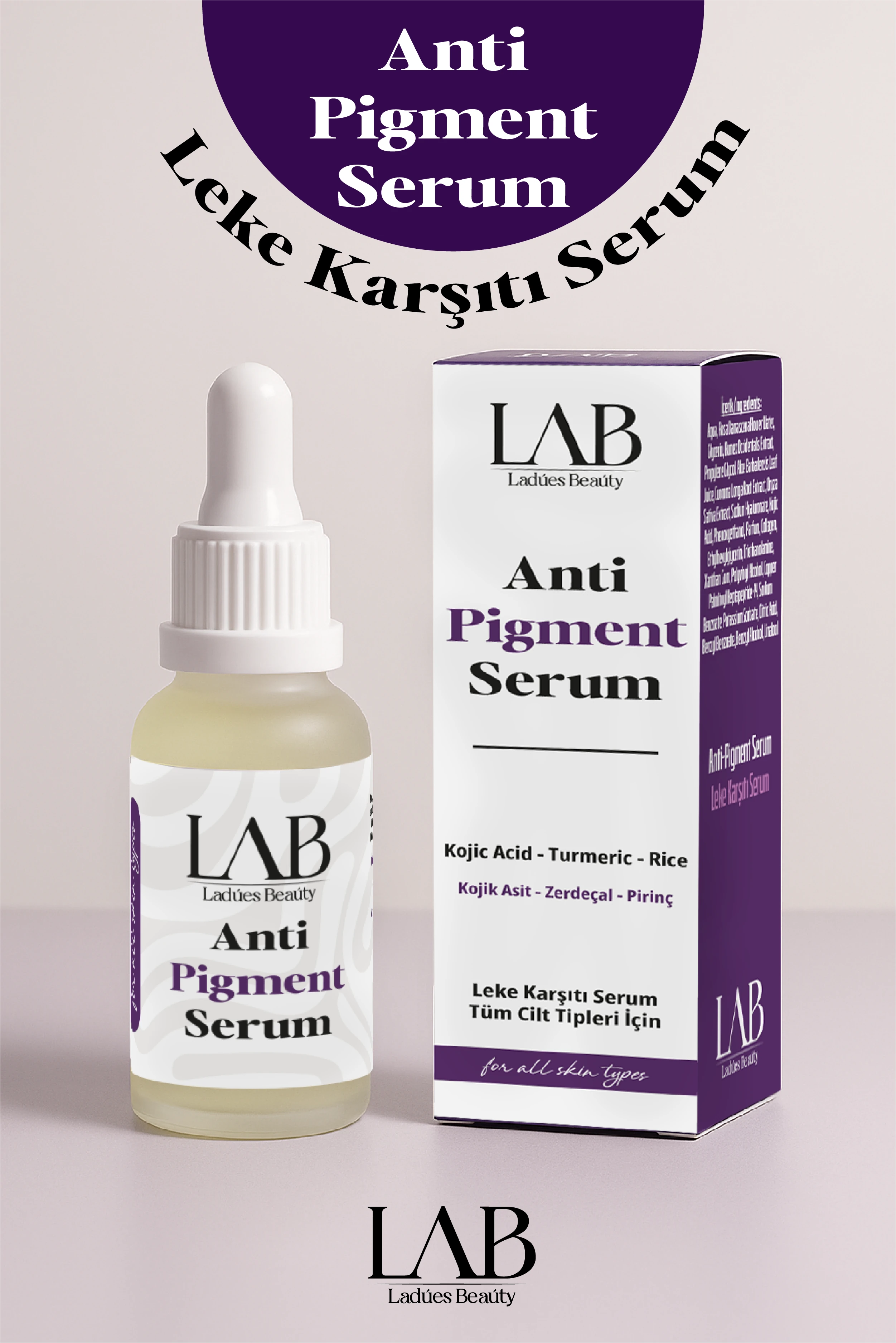 Lab Kojic Acid Zerdeçal Pirinç Etkisi İle Leke Karşıtı Serum 30 ml