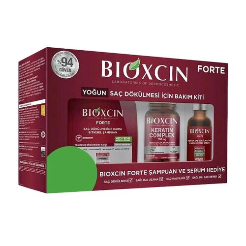 Bioxcin Forte Yoğun Saç Dökülmesi İçin Saç Bakım Kiti (300 ml Şampuan & 50 ml Serum & Keratin Complex 60 Tablet)(300 ml Şampuan & 50 ml Serum & Keratin Complex 60 Tablet)
