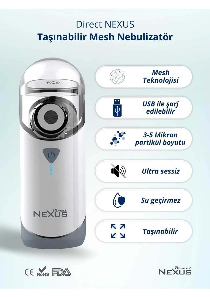 Direct NEXUS Nexus Taşınabilir Mesh Nebulizatör Şarjlı