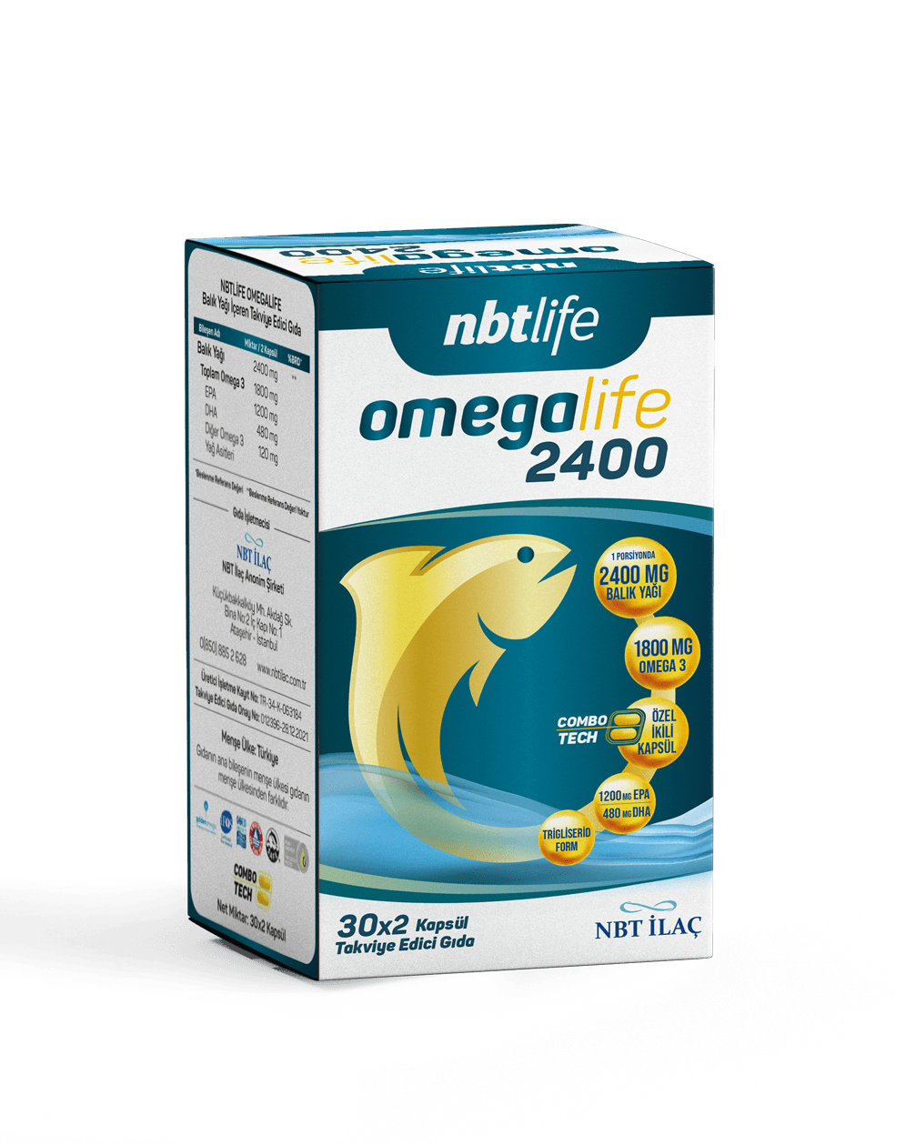 NBT Life Omegalife 2400 Omega 3 30 x 2 Combotech Kapsül