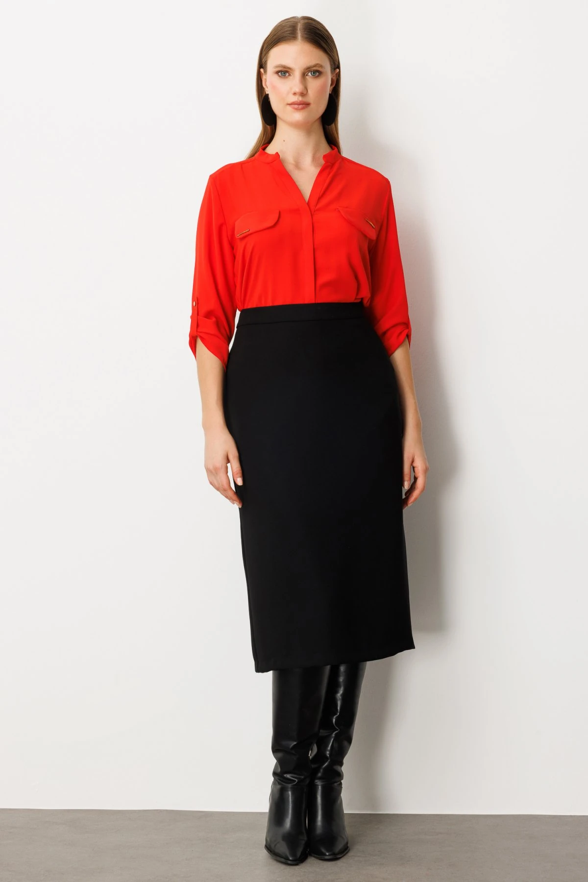 Ekol Yırtmaçlı Krep Etek