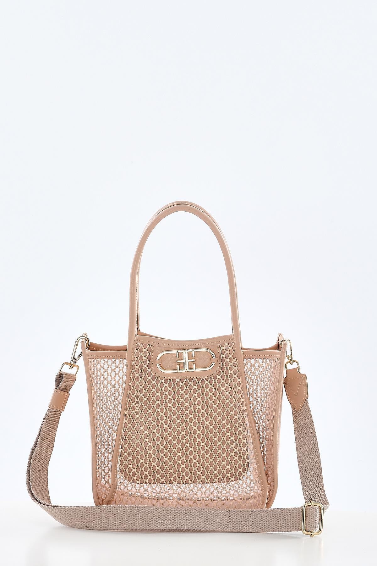 Örgü Desenli, Metal Logolu, Kadın Çanta