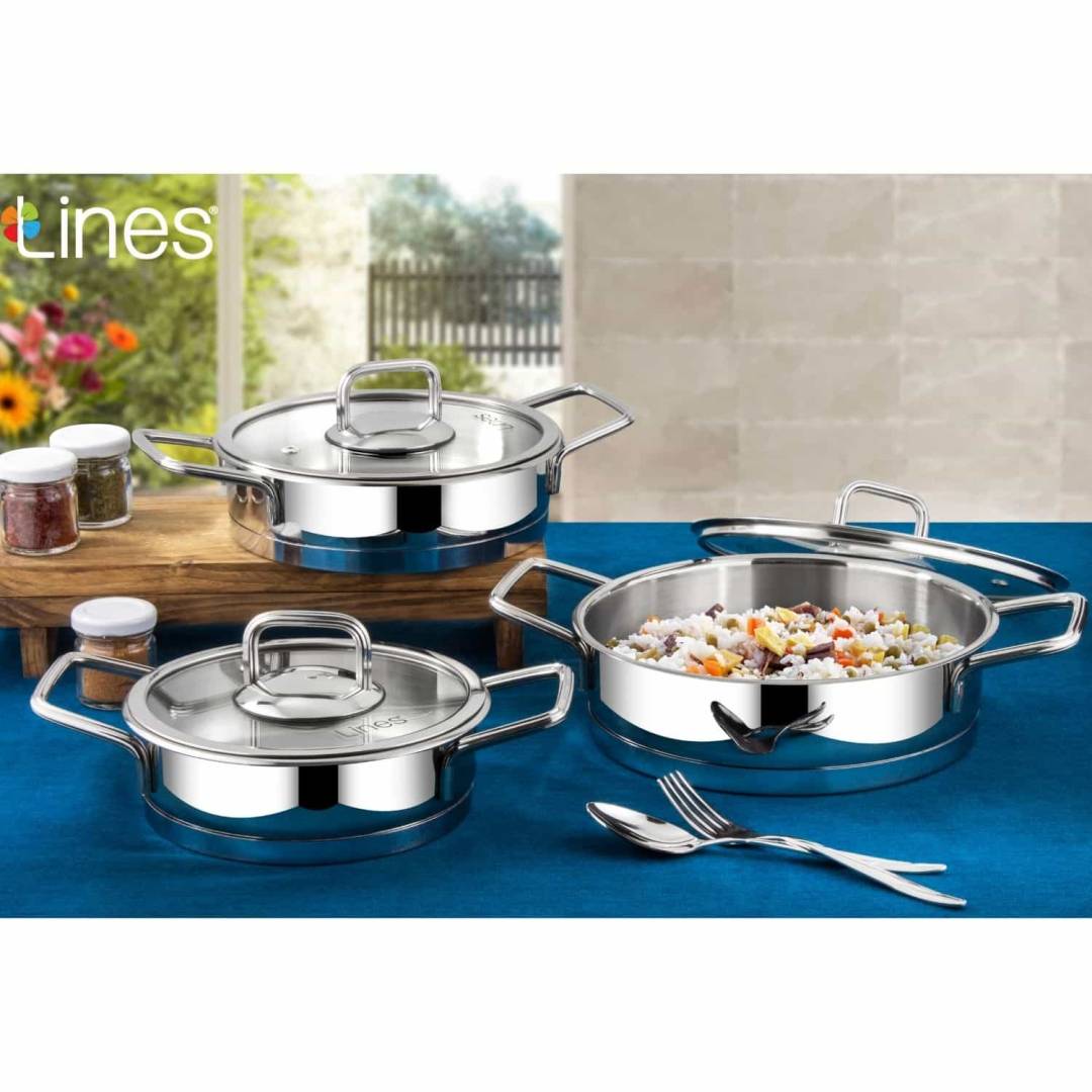 LİNES SİLVER 6 PCS BASIK TENCERE SETİ DİK MODEL METAL KULP