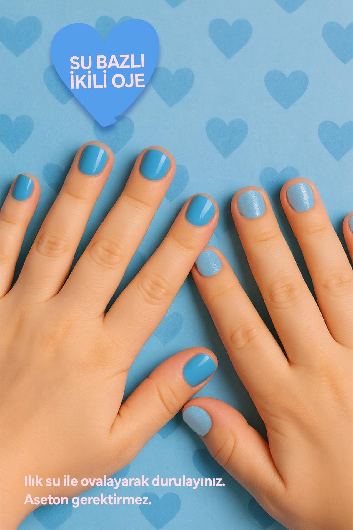 WEMARA LITTLE PRINCESS SU BAZLI MAVI OJE & GLITTERLI OJE MAVI SET 2 LI (2*8 ML)