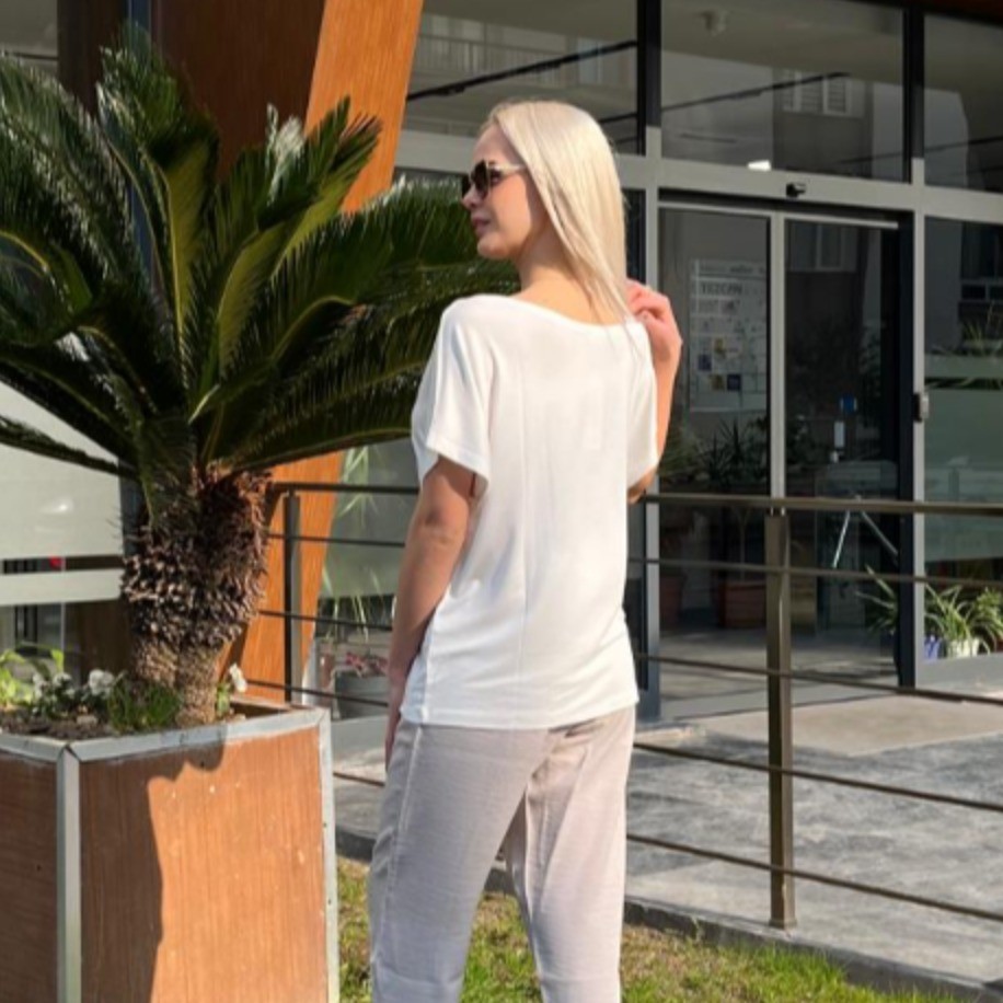 MODAL GARNİLİ KIZ TAŞLI TEK OMUZ TSHİRT
