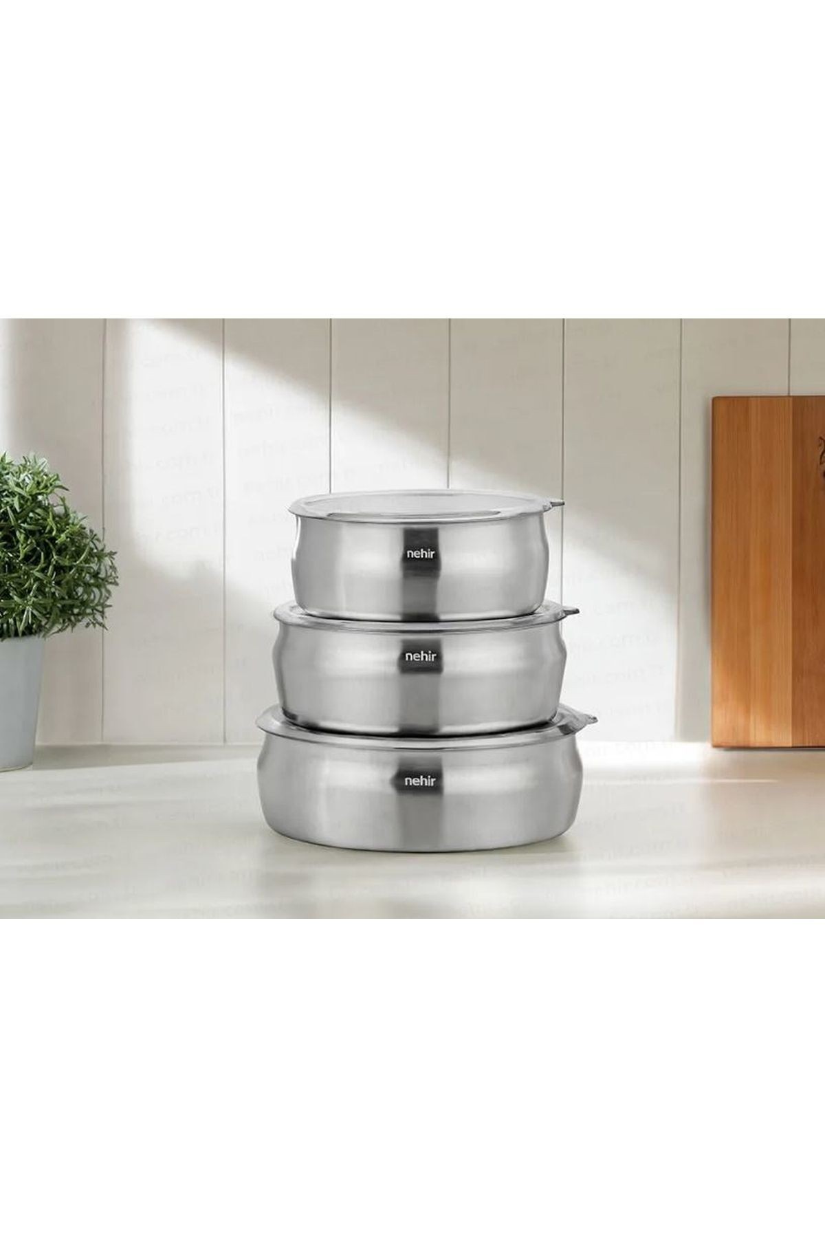 NEHİR SILVER ÇELİK 6 PARÇA GÜVEÇ TİPİ SAKLAMA KABI