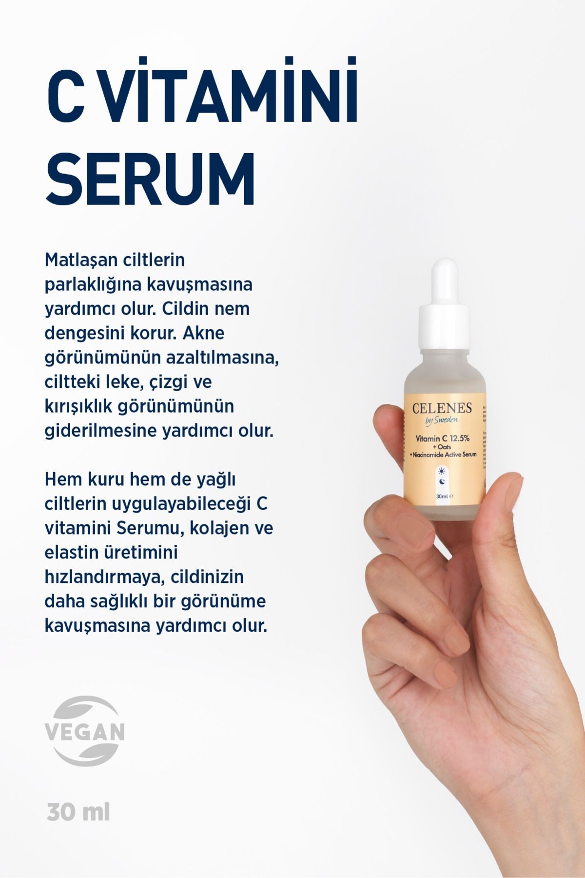 Celenes Serum 30 Ml Vitamin C 12,5%+Oats + Niacinamide*36