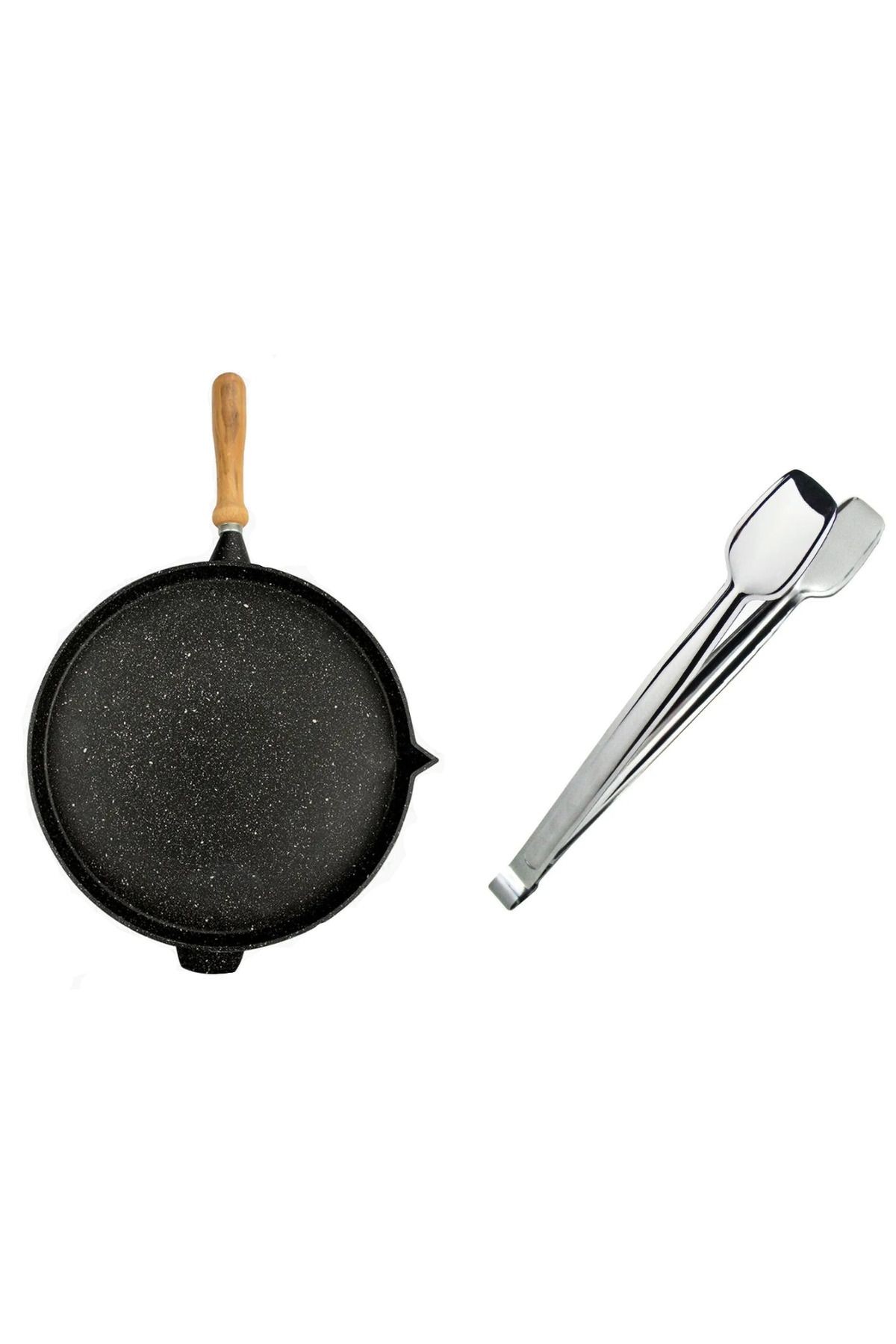 Gözleme Tavası Döküm 36 cm ve Kısa Maşa 28 cm