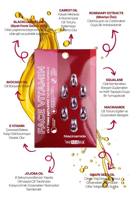 WEMARA NIACINAMIDE TON ESITLAYICI YUZ BAKIM KAPSULU