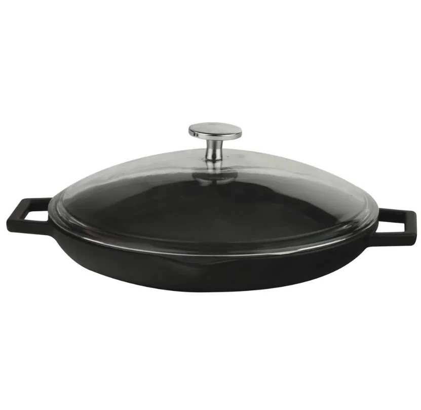 YUVARLAK KIZARTMA TAVA ÇAP 30 CM CAM KAPAK