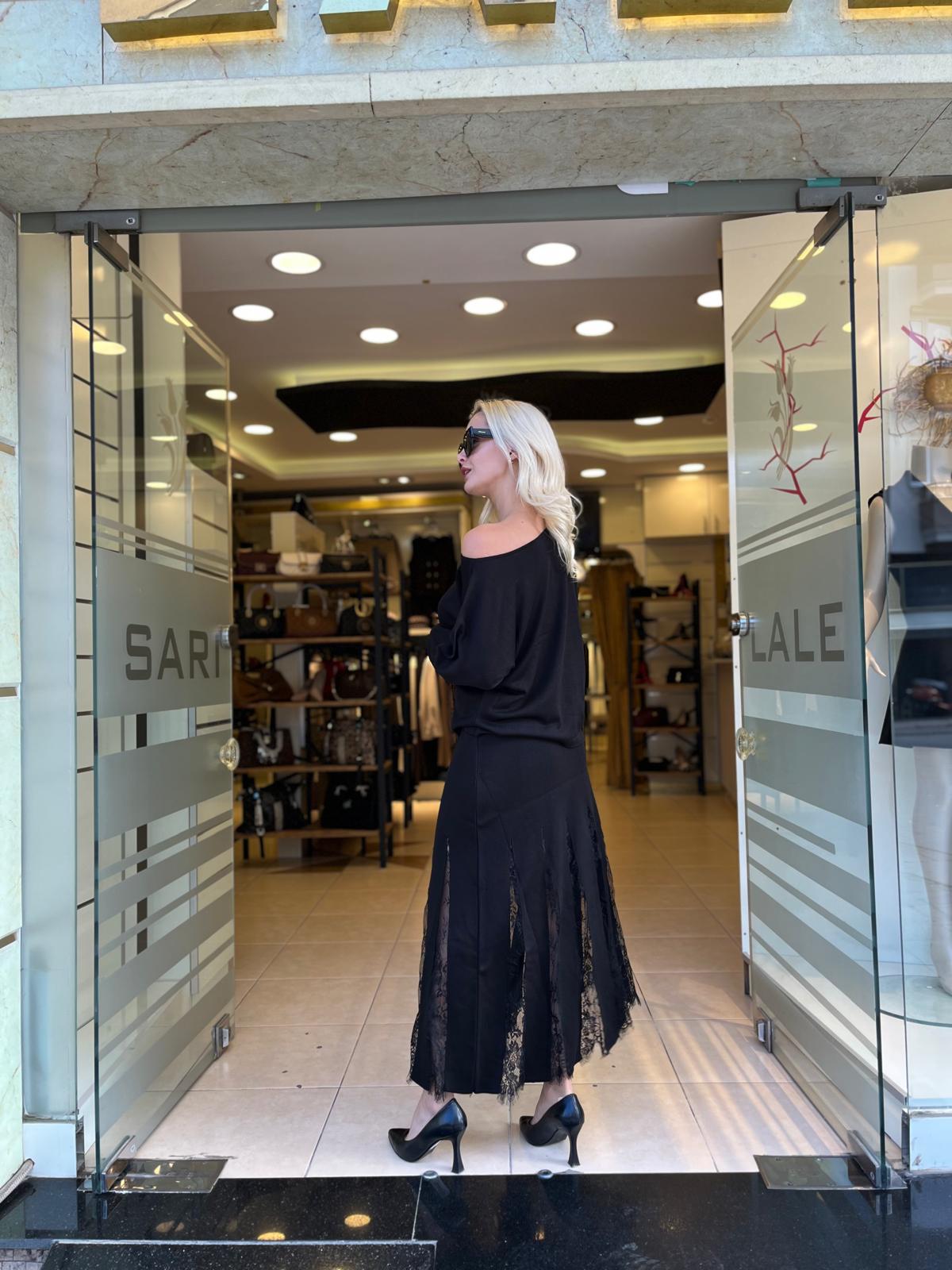 DANTEL DETAYLI ETEK BLUZ TRİKO TAKIM