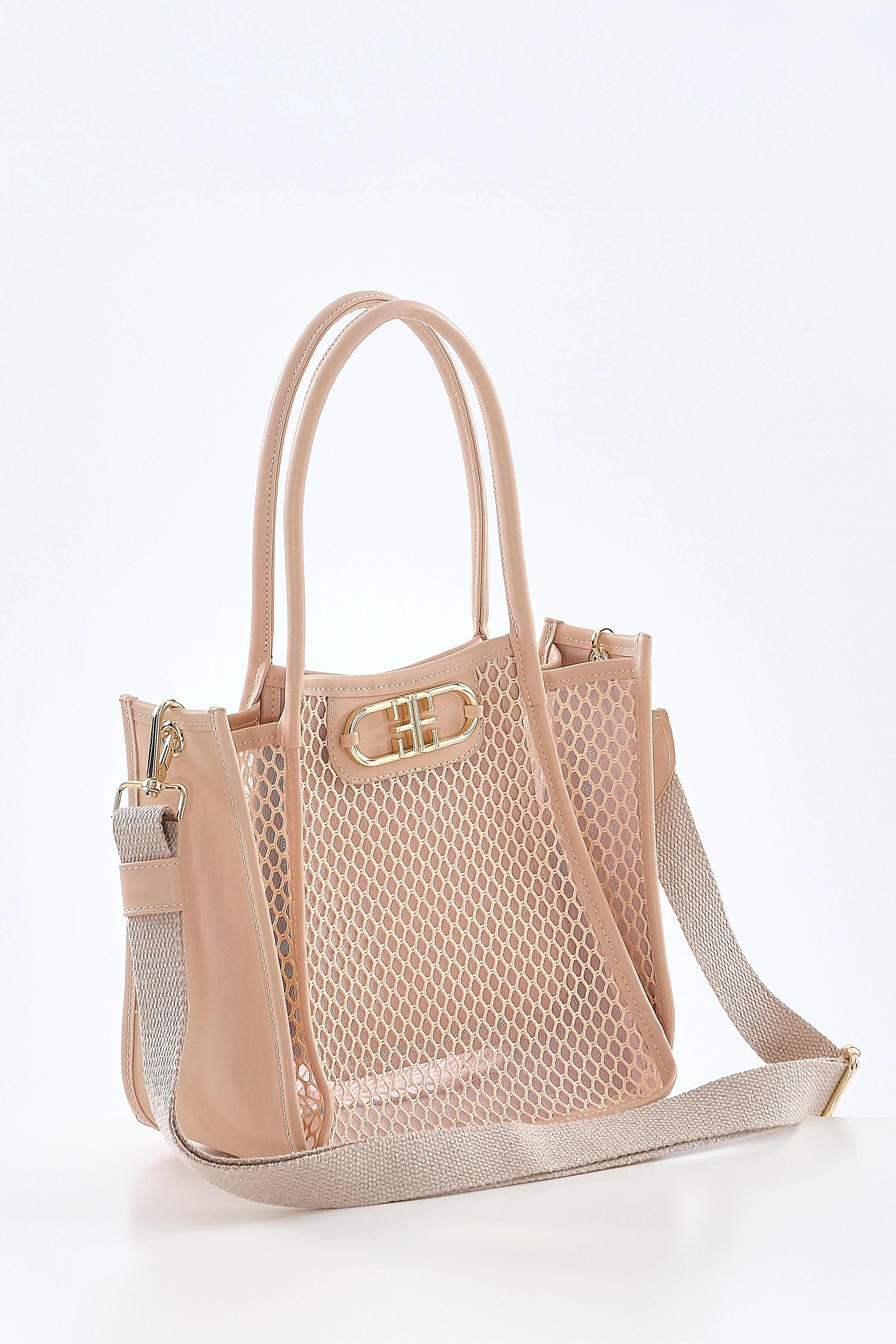 Örgü Desenli, Metal Logolu, Kadın Çanta