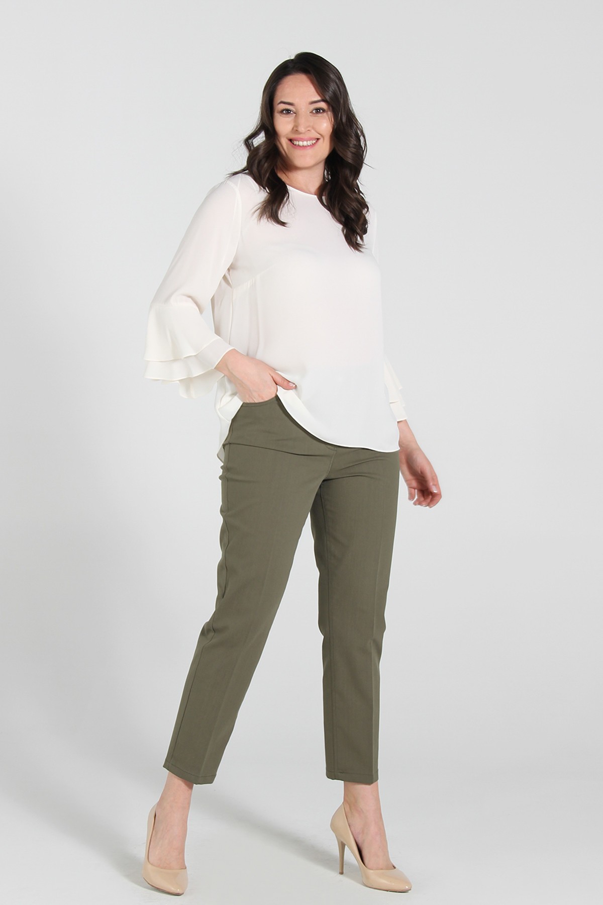 Haki Kadın Kısa Paça Pantolon 18Y.Ekl.Pnt.02138.1