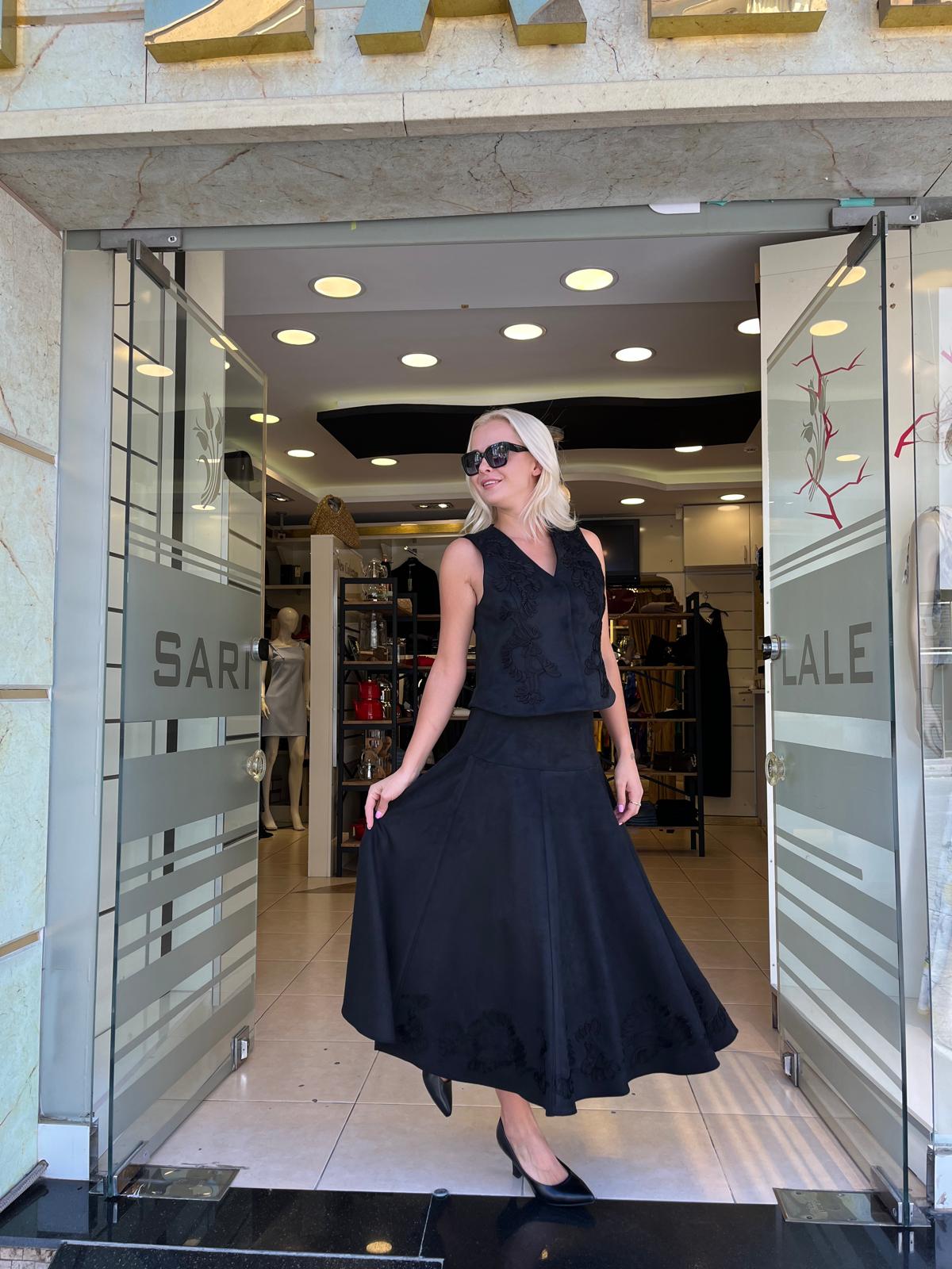 NAKIŞ DETAYLI SÜET YELEK