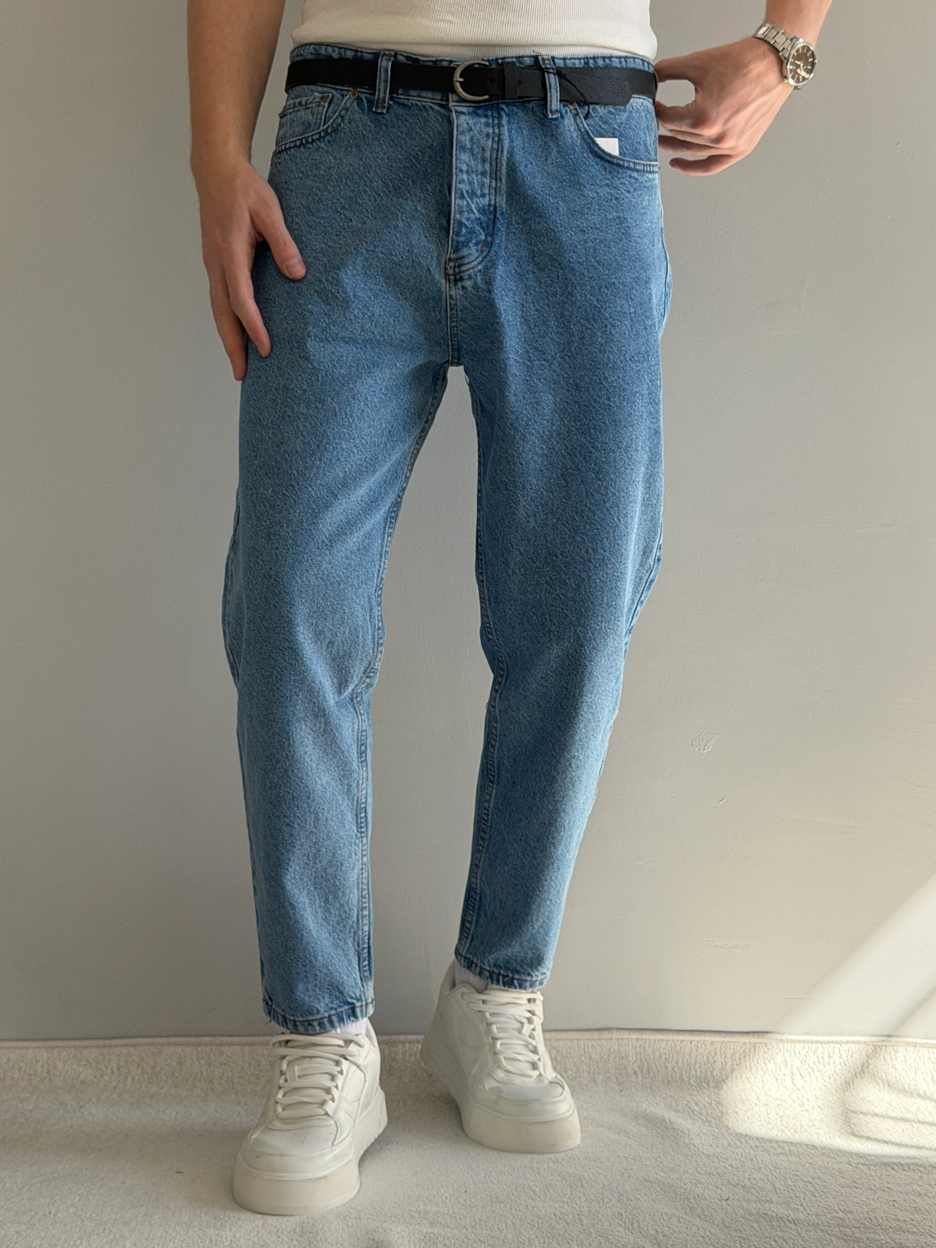 Prime Yüksek Kalite Boyfriend Kalıp Likralı Kot Pantolon - P148 - Koyu Mavi