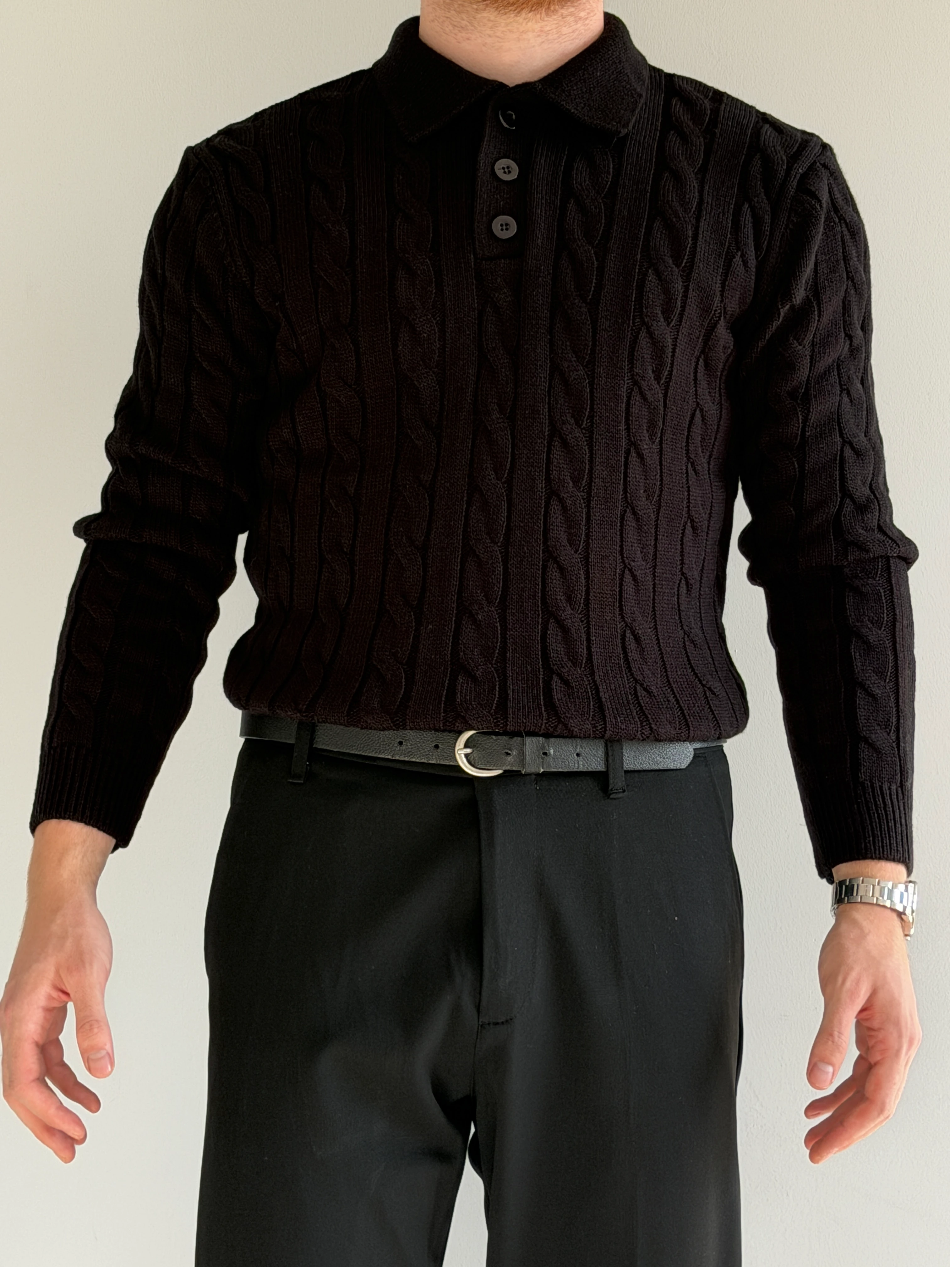 Prime Old Money Exlusive Saç Örgü Detaylı Triko Kazak - P172