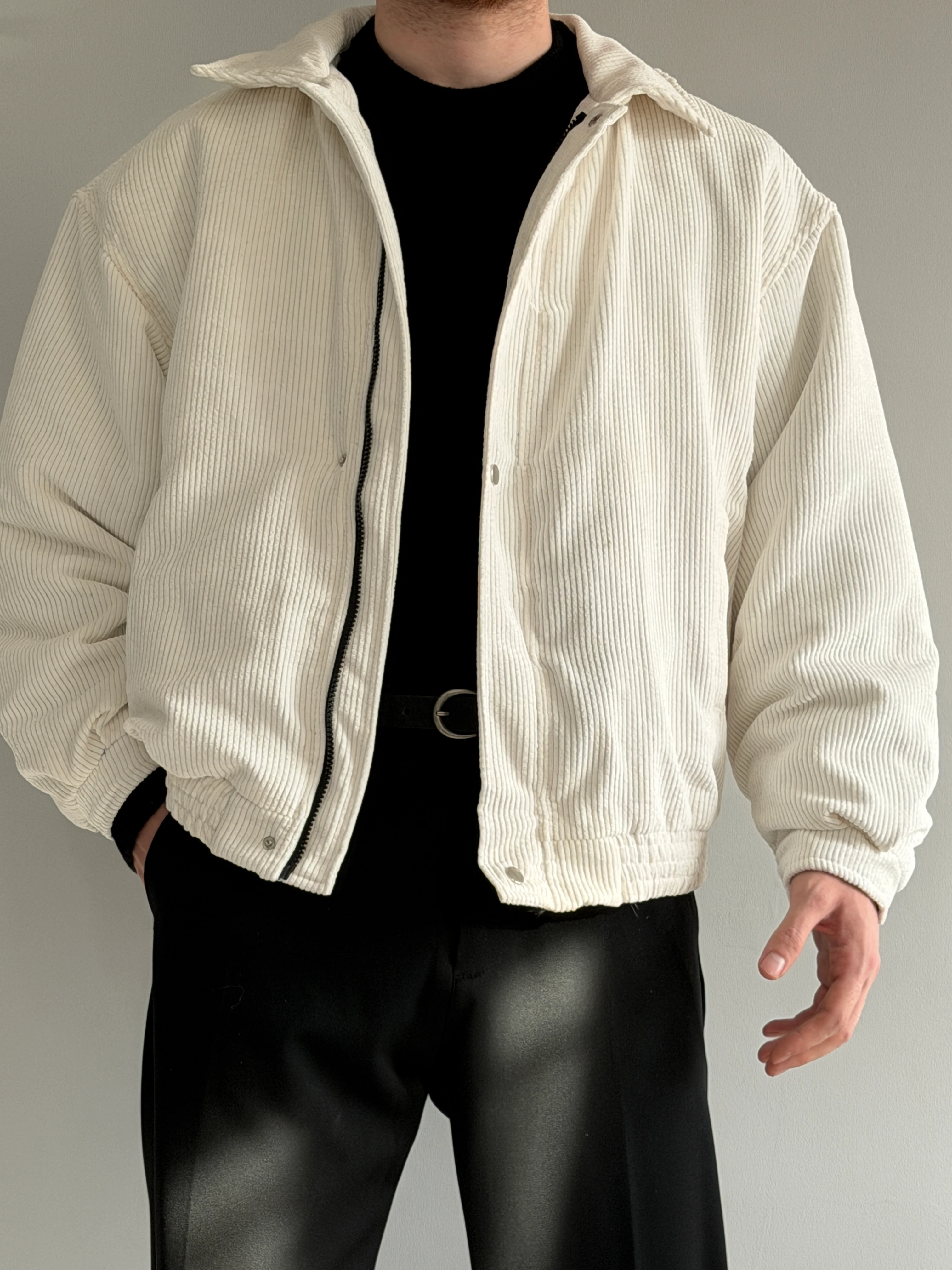 Prime Old Money Fitilli Bomber Kalıp Mont - P178 - Ekru