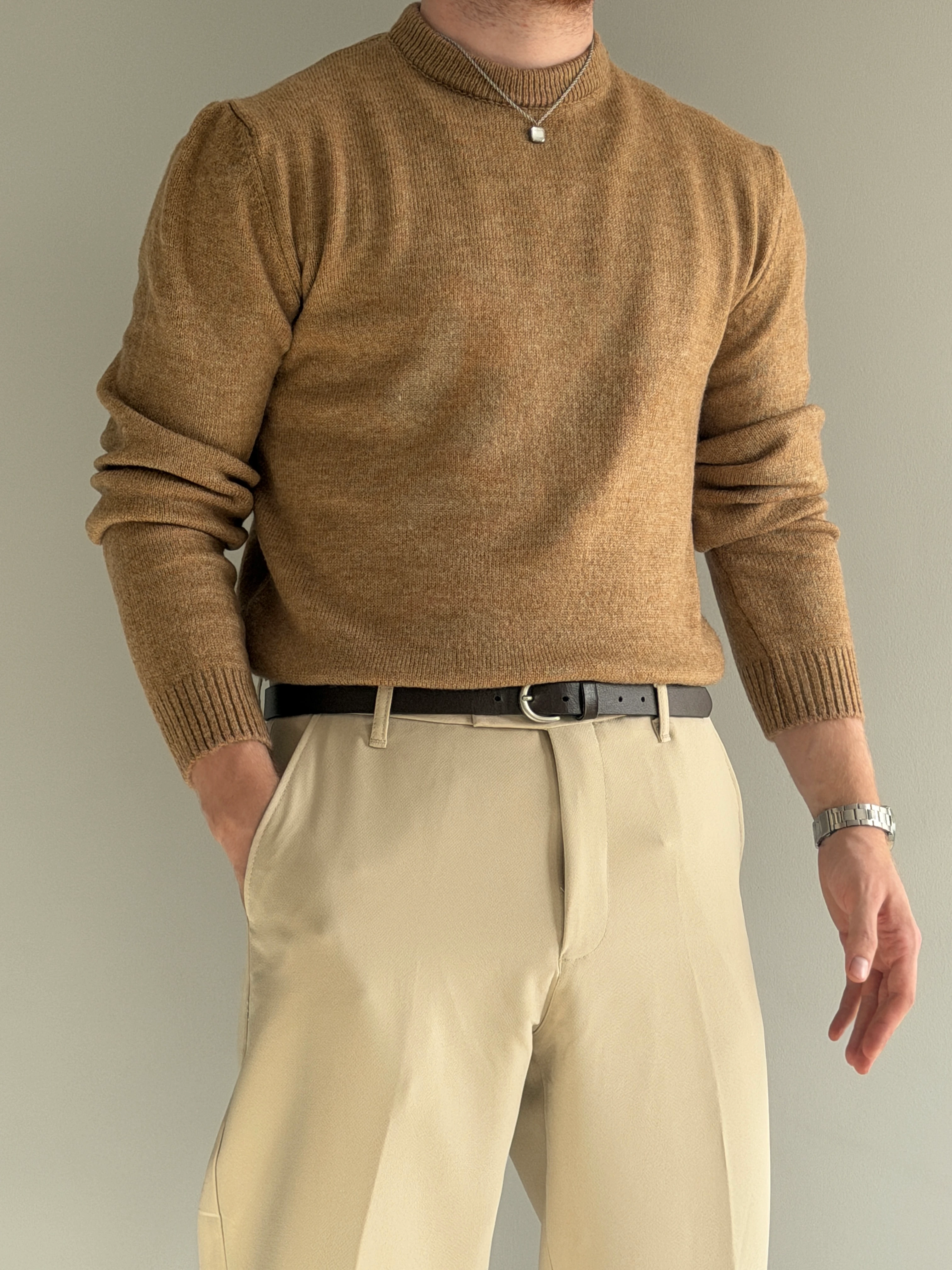 Prime Old Money Exclusive Yumuşak Dokulu Basic Triko Kazak - P175 - Sütlü Kahve