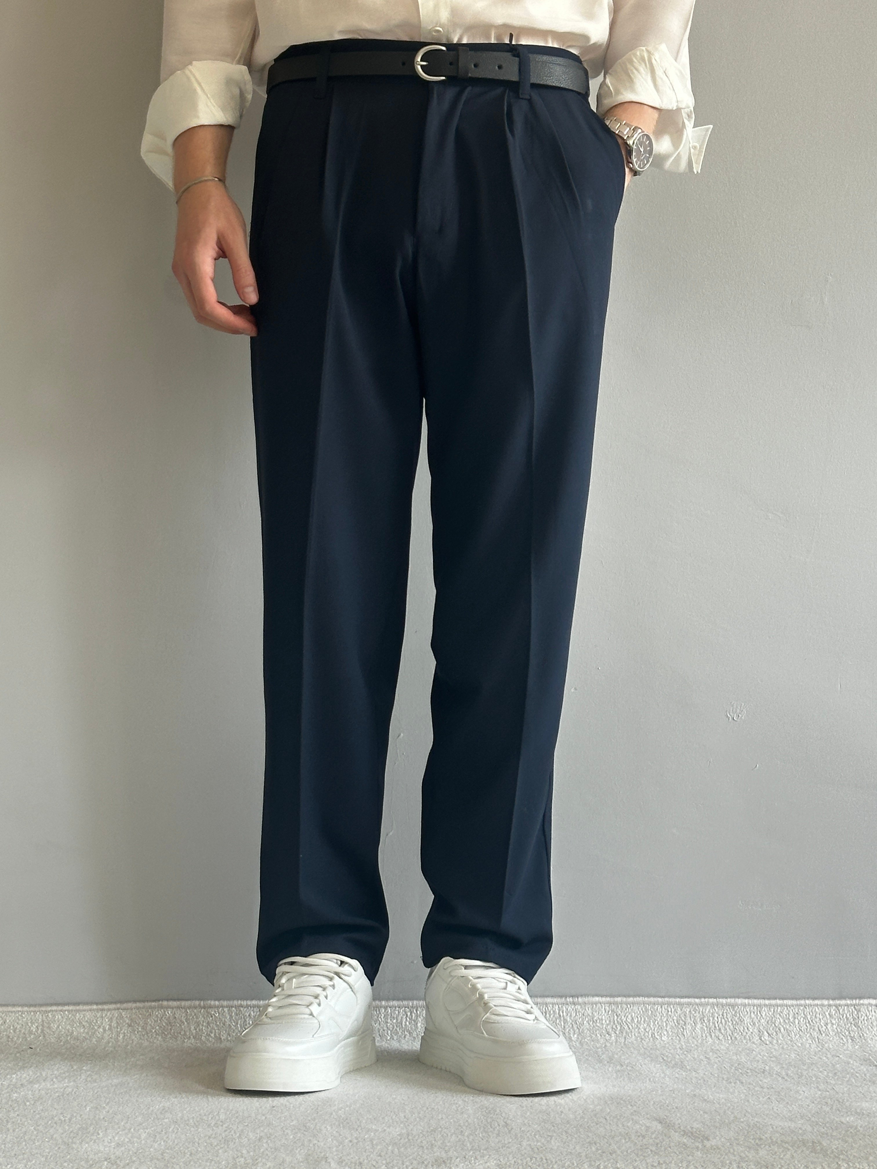 Erkek Prime Baggy Kalıp Beli Lastikli Pileli Kumaş Pantolon