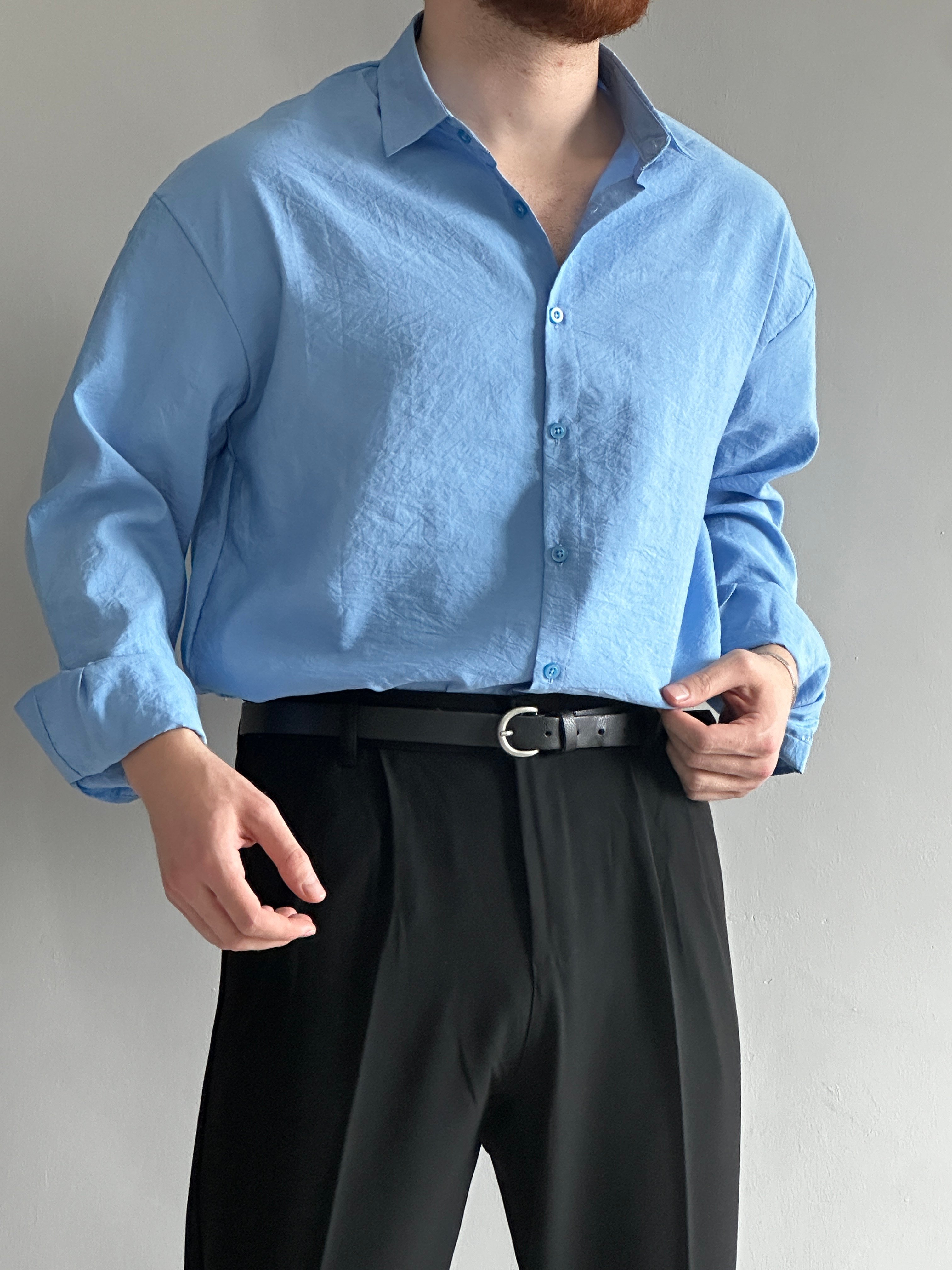 Prime Old Money Yarı Oversize Tensel Kumaş Gömlek