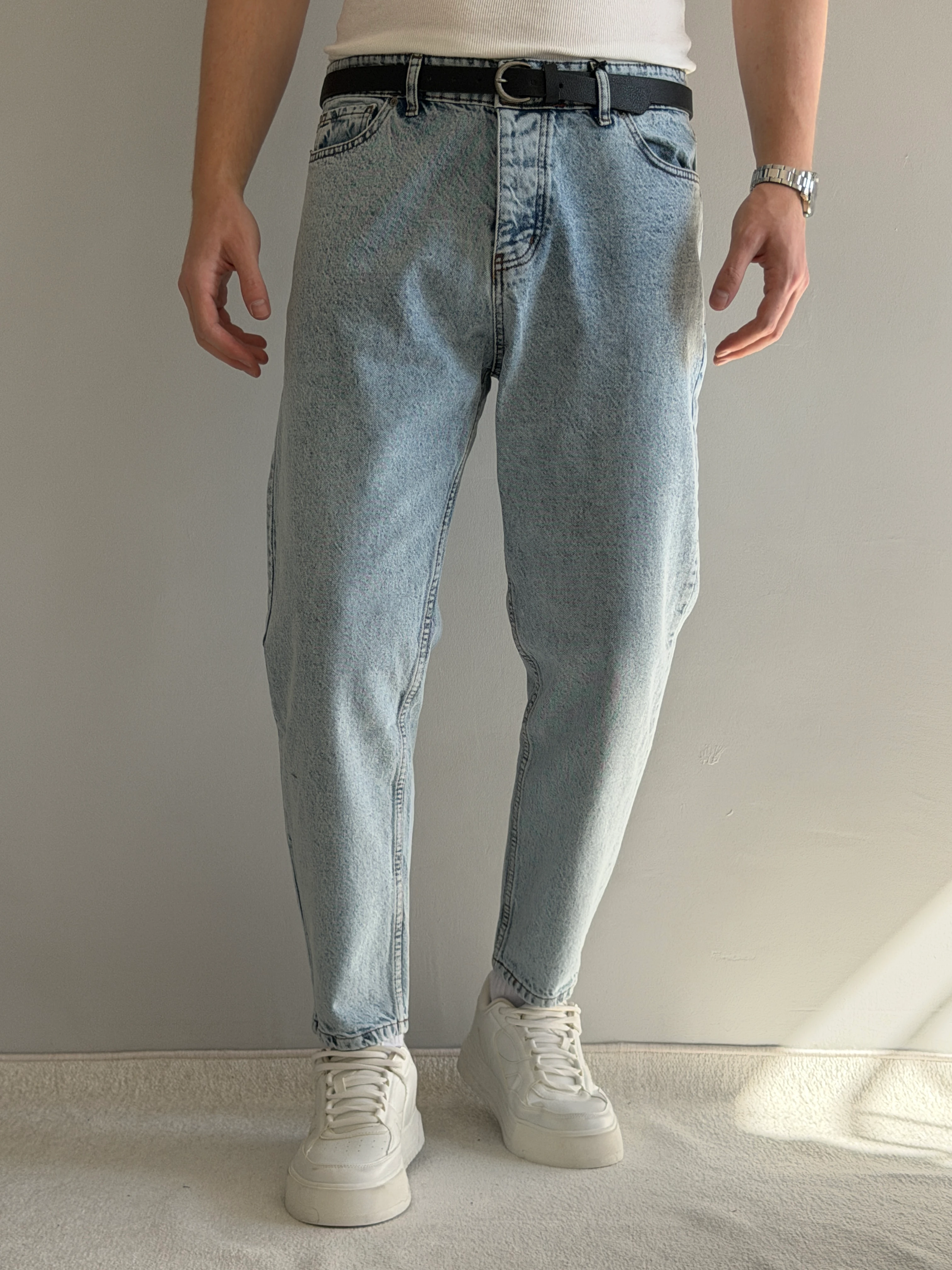 Prime Yüksek Kalite Boyfriend Kalıp Likralı Kot Pantolon - P148 - Açık Mavi