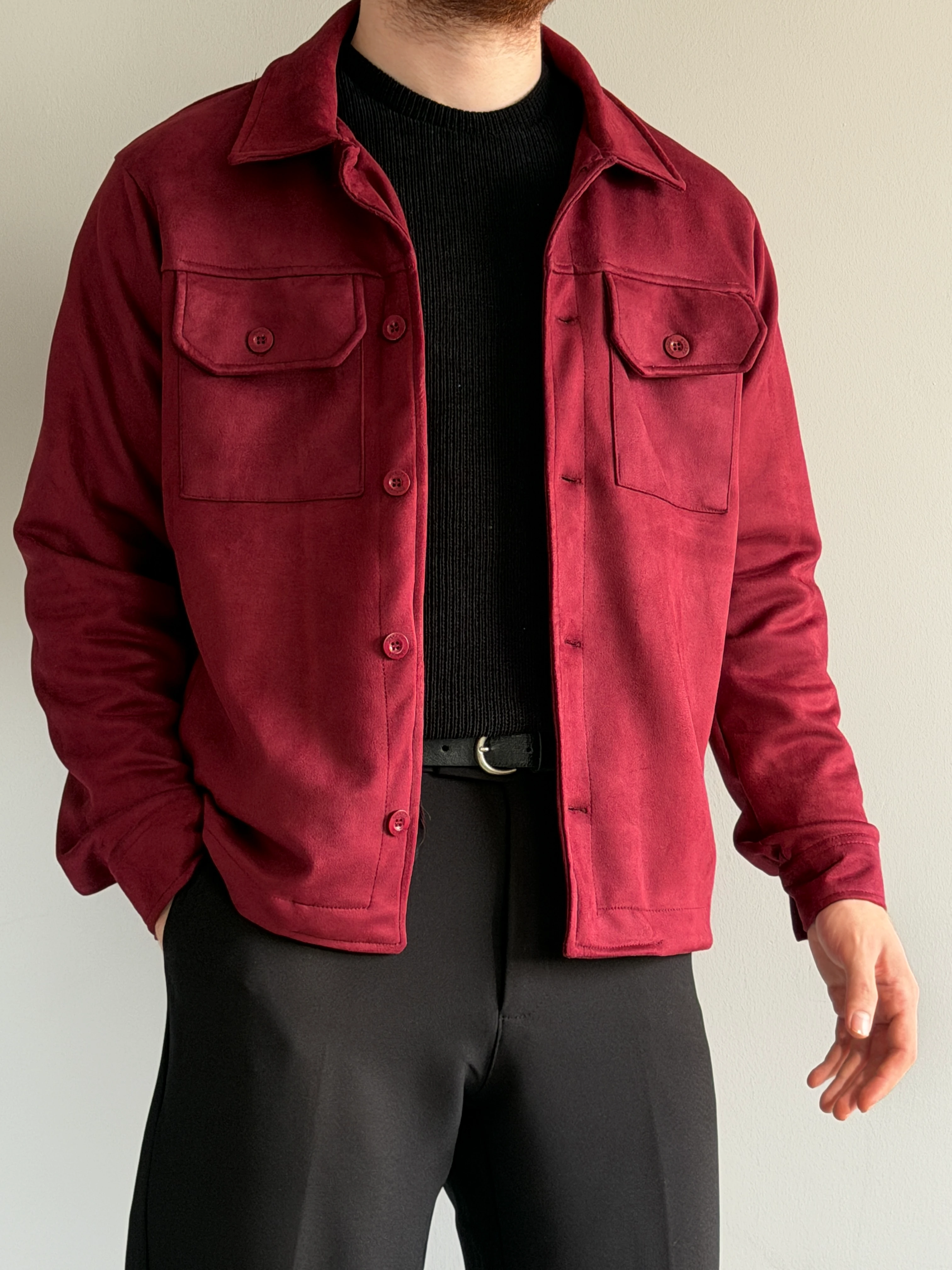 Prime Old Money Exclusive Süet Ceket -P184 - Bordo