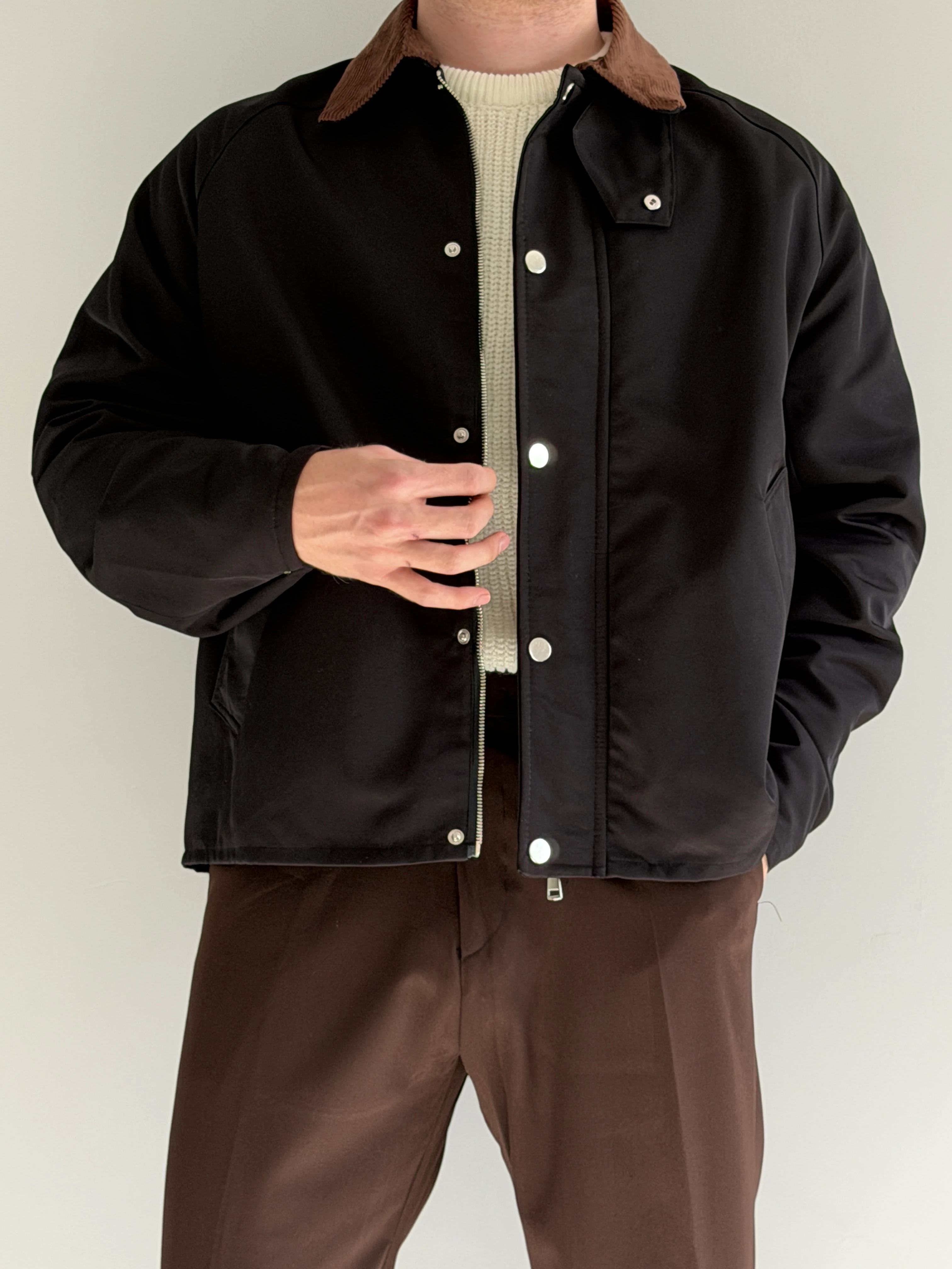 Prime Old Money Su Geçirmez Mebran Kumaş Yaka Detaylı Oversize Mont - P177