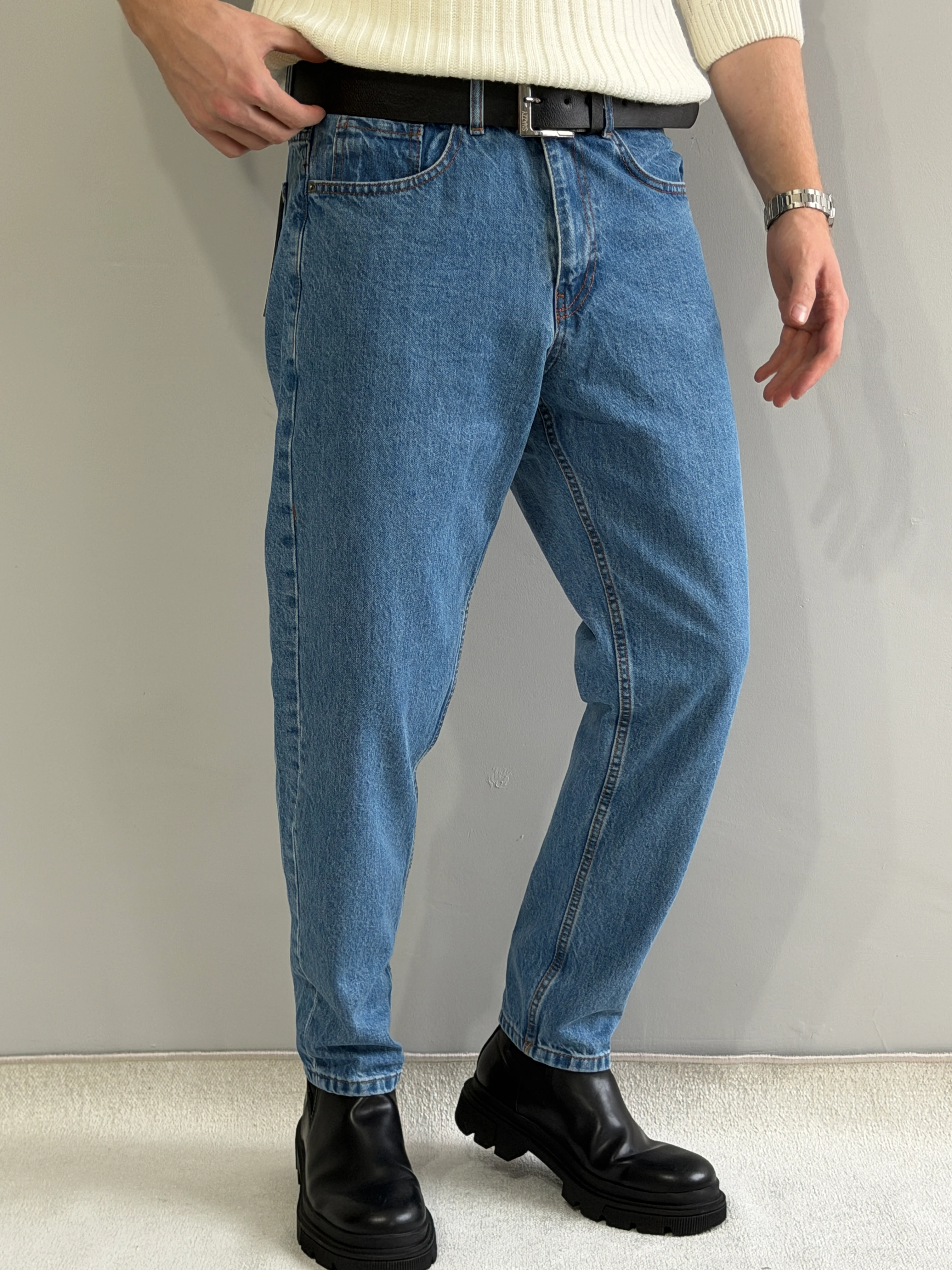 Kemer Hediyeli Exclusive Boyfriend Kalıp Kot Pantolon - P194