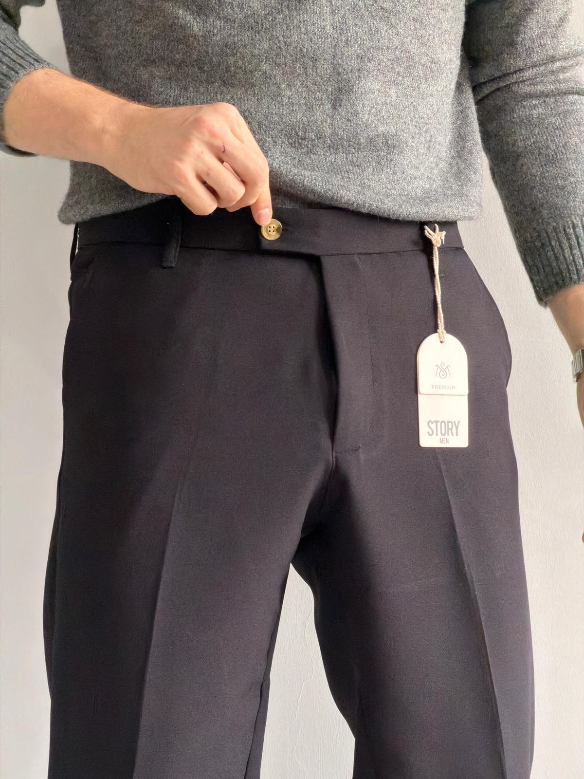 Prime Old Money Kalın Kumaş Duble Paça Rahat Kalıp Kumaş Pantolon - P174