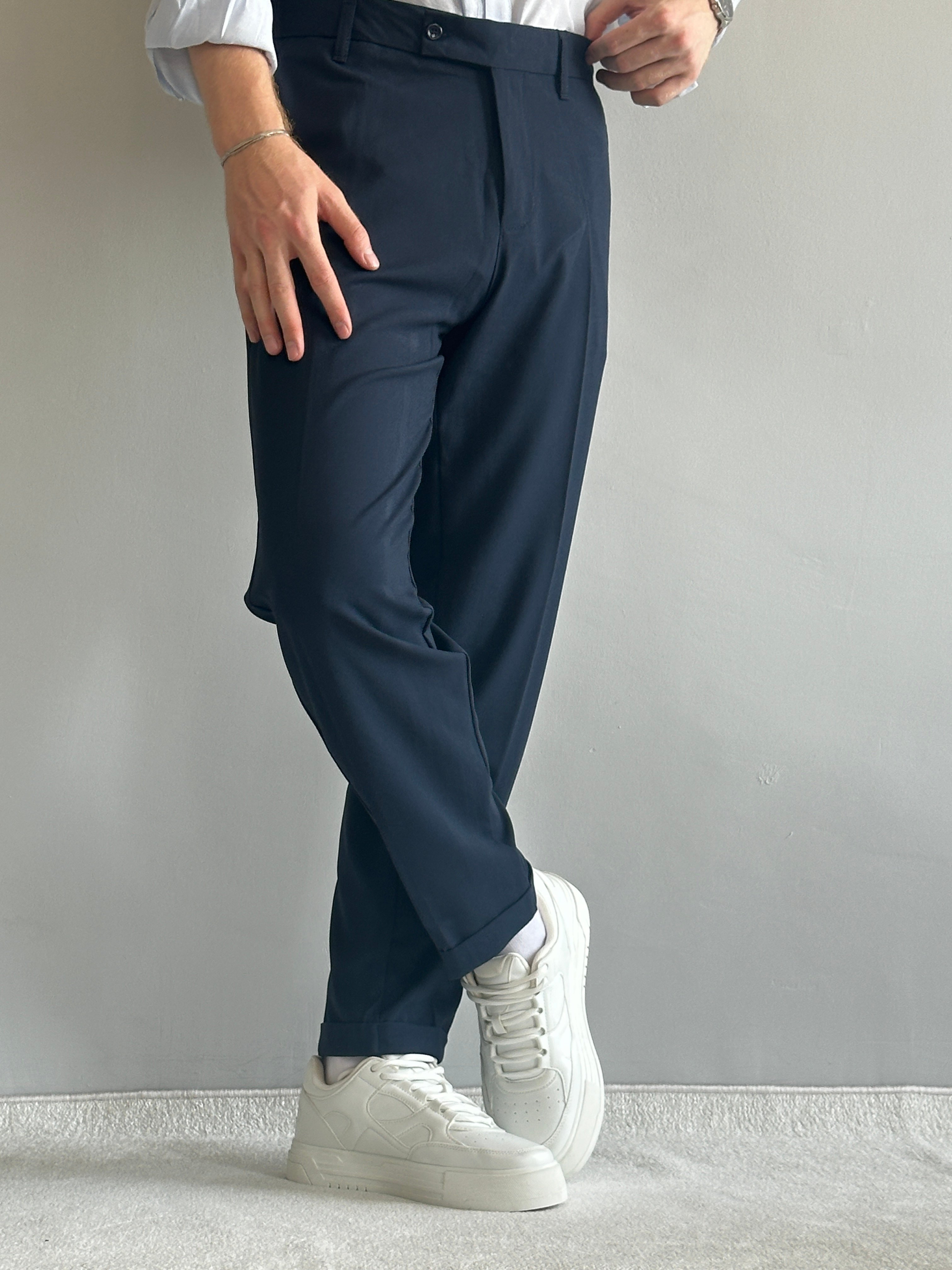 Erkek Prime Duble Paça Beli Lastikli Regular Kalıp Pantolon