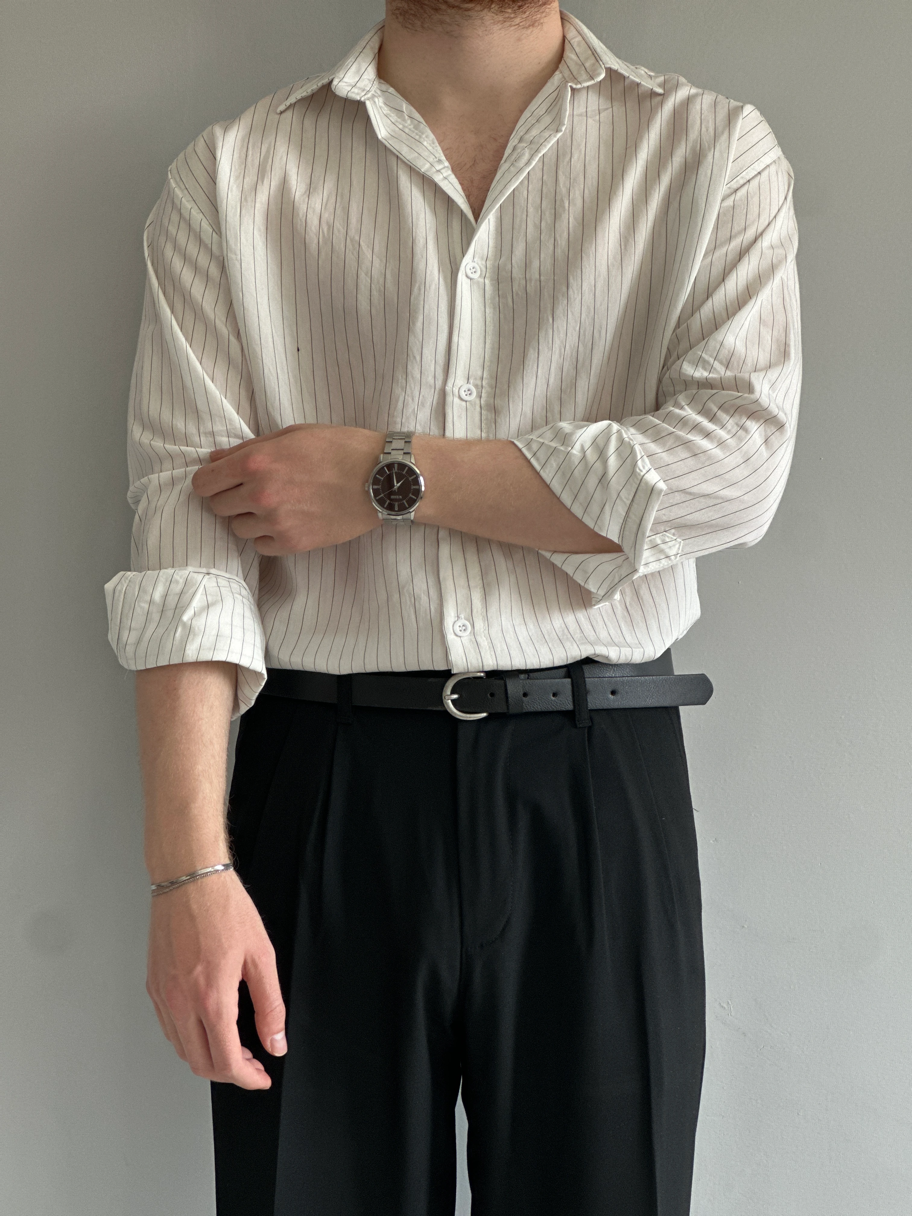 Prime Old Money İnce Çizgili Yüksek Kalite Modal Kumaş Gömlek - P114