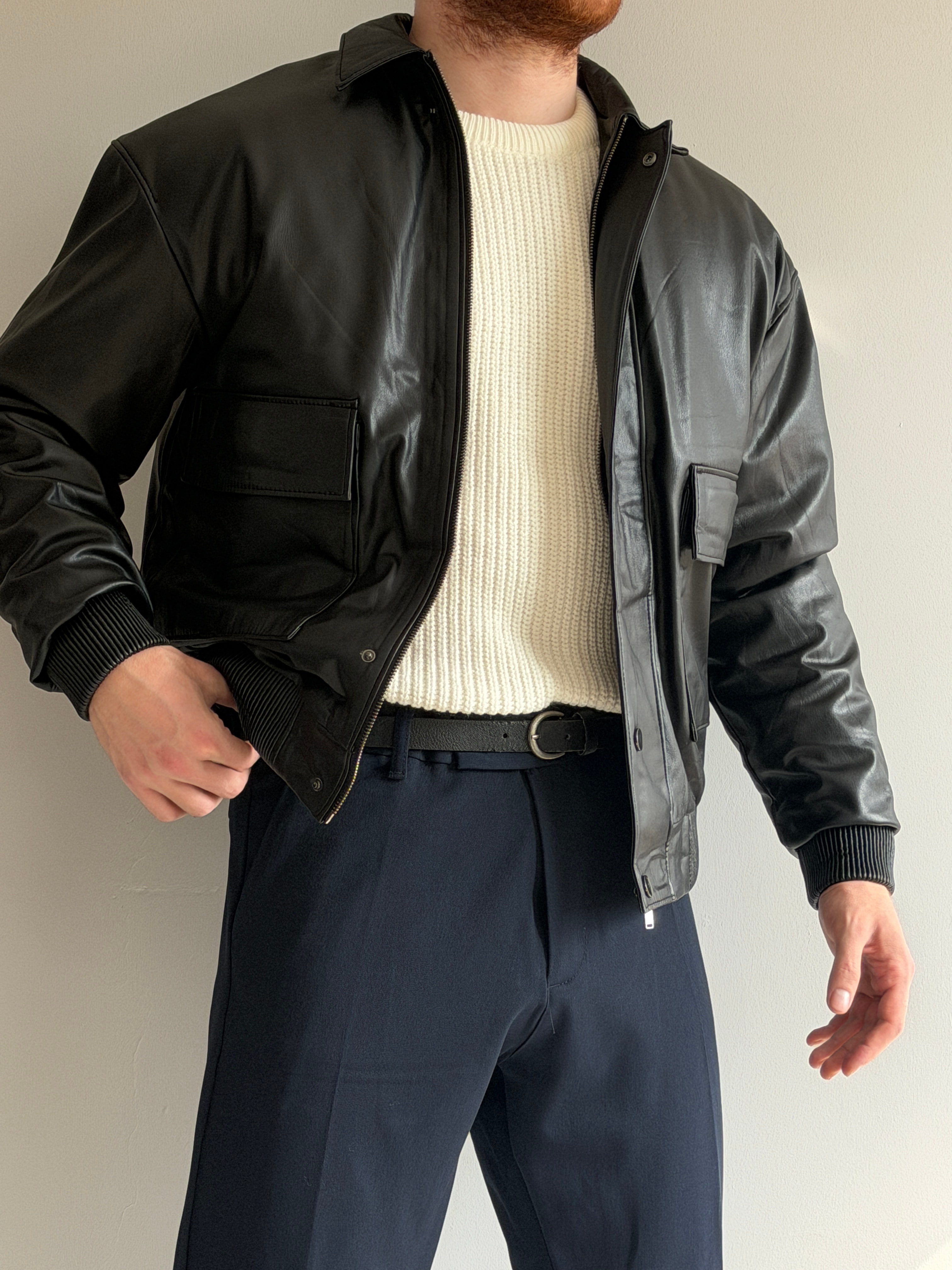 Prime Old Money Elite Yüksek Gramajlı %100 İşçilikli Deri Ceket - P166 - Siyah