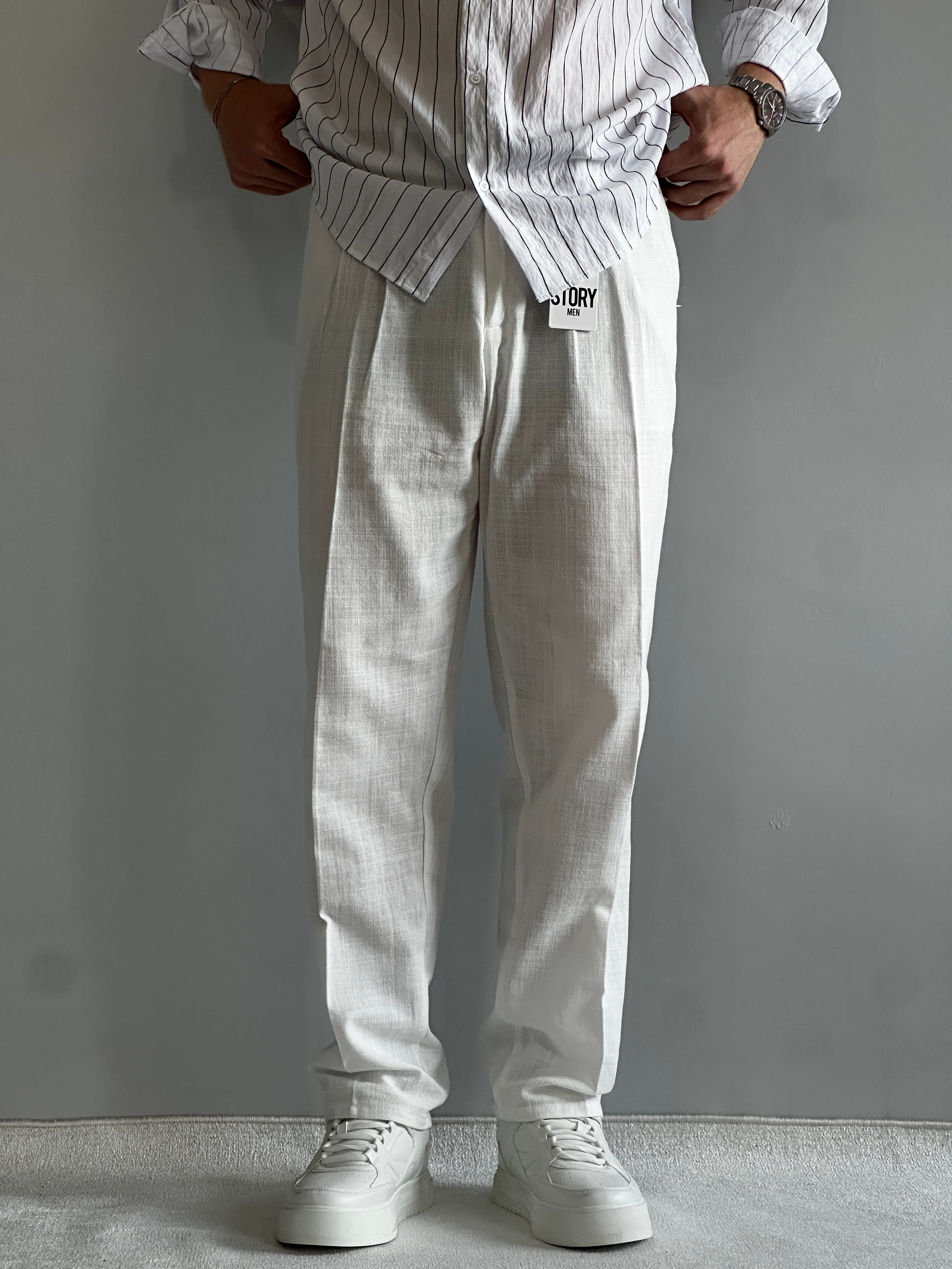 Prime Old Money Ham Keten Premium Baggy Kalıp Pantolon