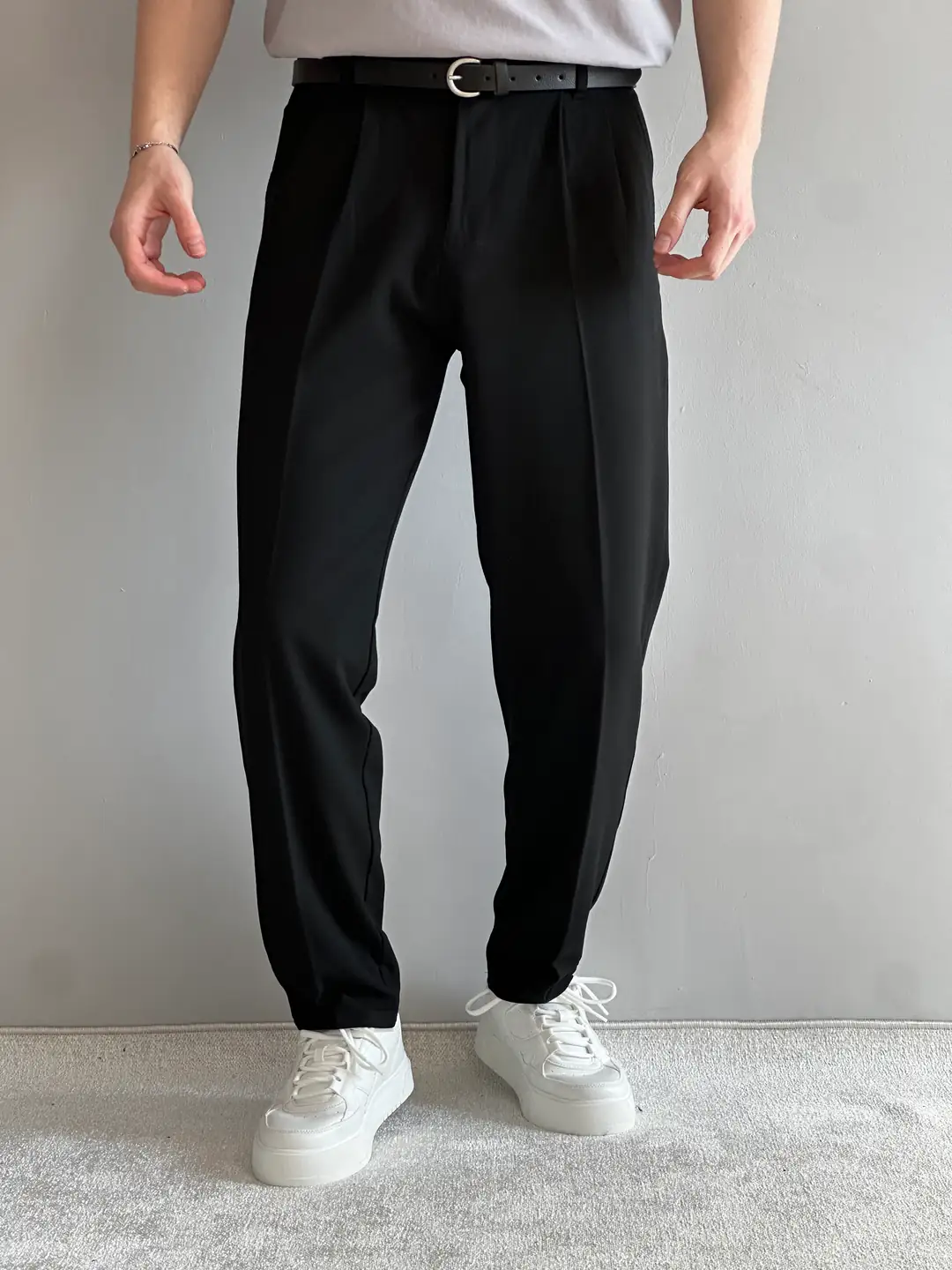 Erkek Prime Baggy Kalıp Beli Lastikli Pileli Kumaş Pantolon - P100